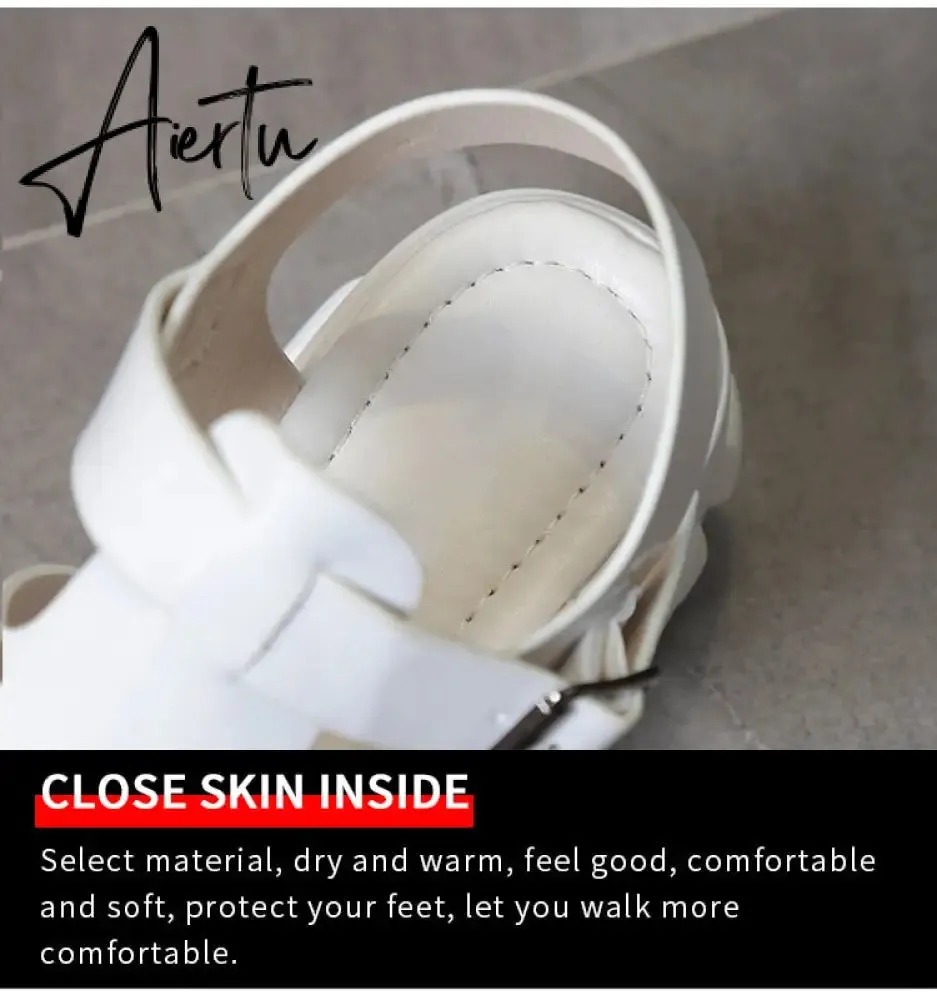 Aiertu New Women's Sandals Summer Breathable and Comfortable Designer Toe Sandals Thick Bottom Waterproof Platform Roman Sandals