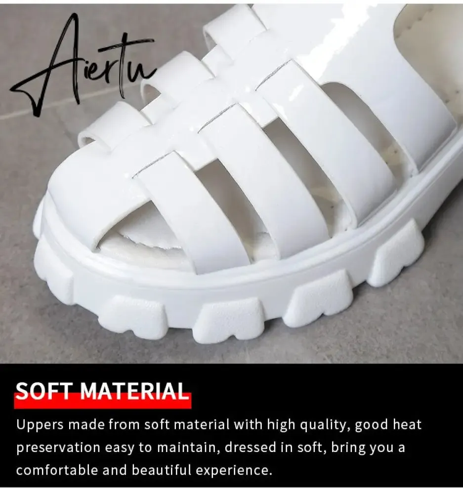 Aiertu New Women's Sandals Summer Breathable and Comfortable Designer Toe Sandals Thick Bottom Waterproof Platform Roman Sandals