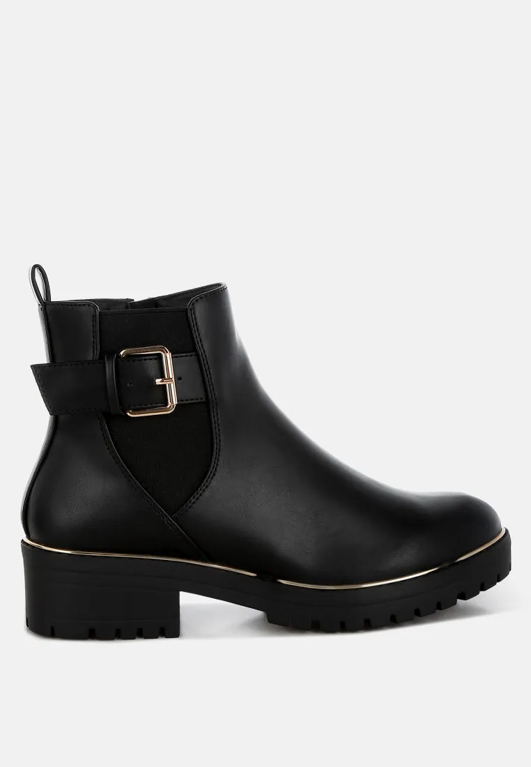 Antorin Chunky Buckle Detail Ankle Boots