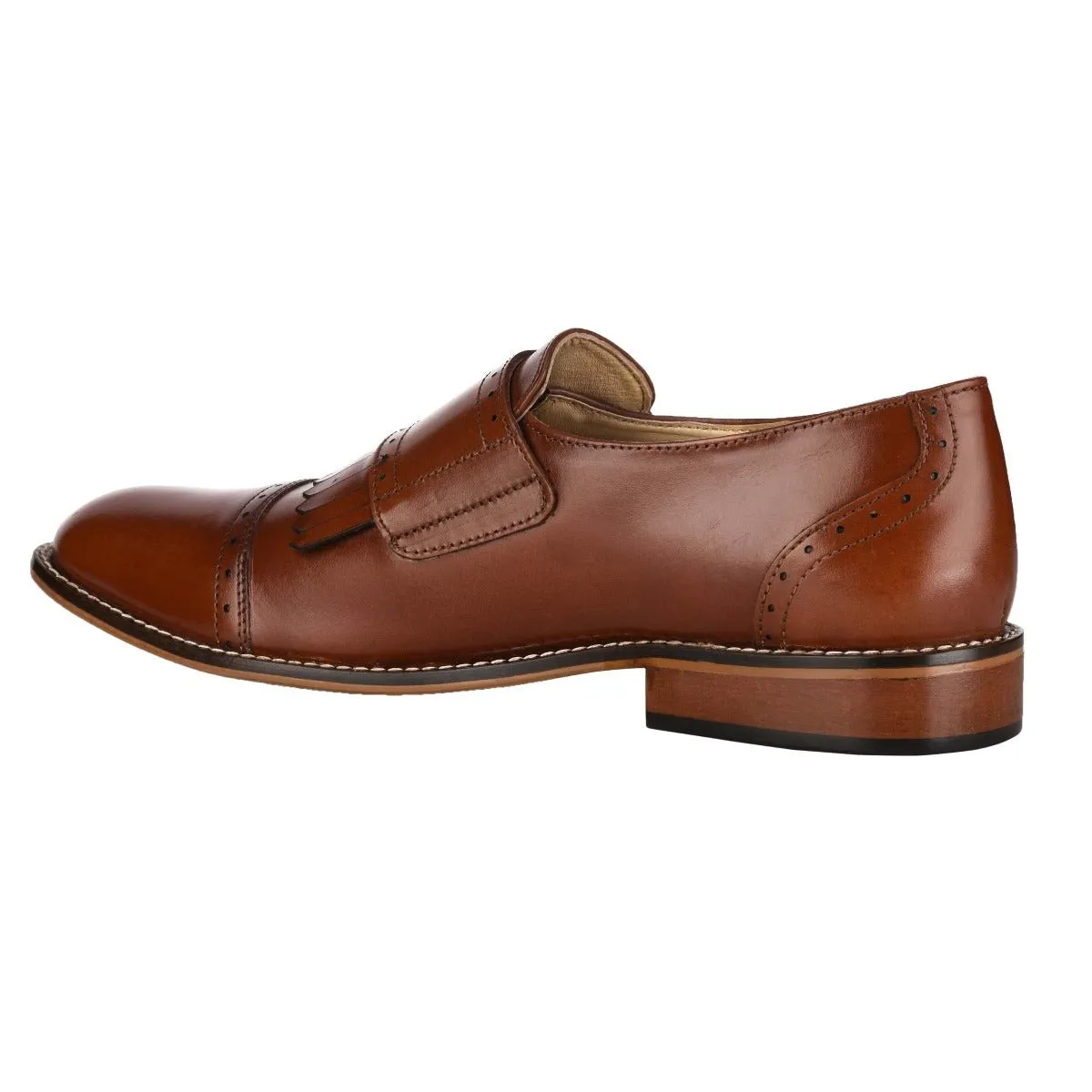 Auburn Leather Oxford Style Monk Straps