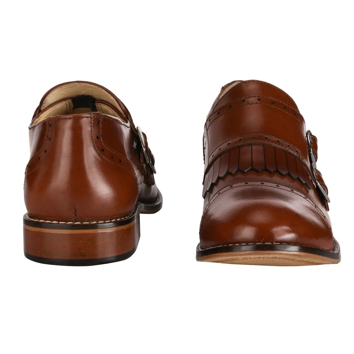 Auburn Leather Oxford Style Monk Straps