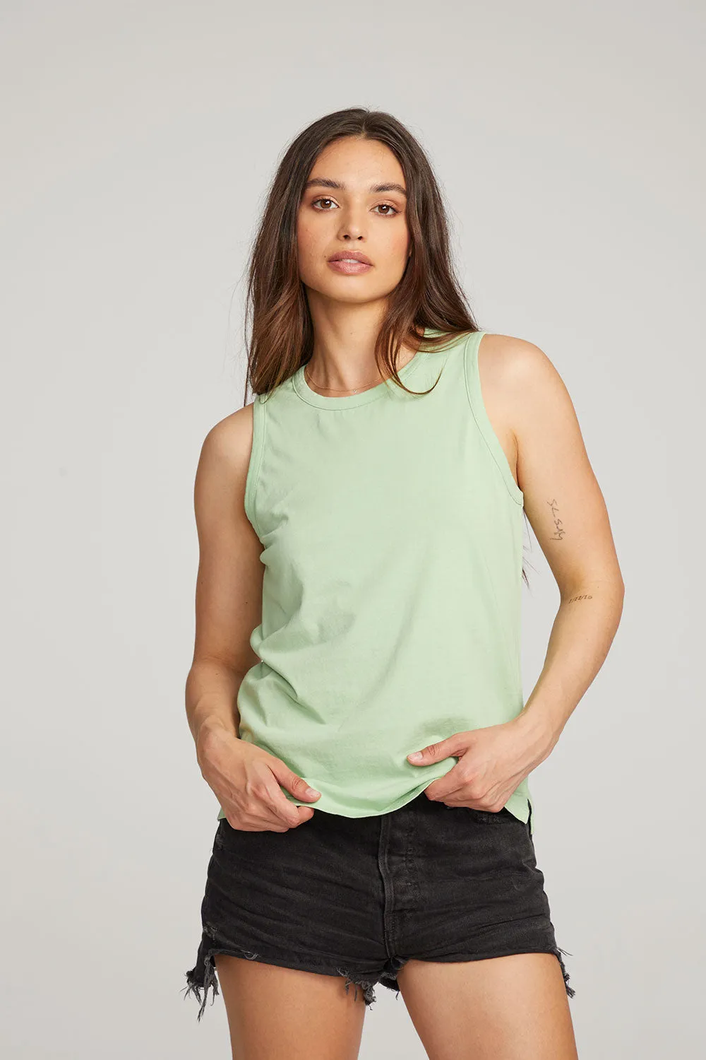 Basic Quiet Green Slit Tank