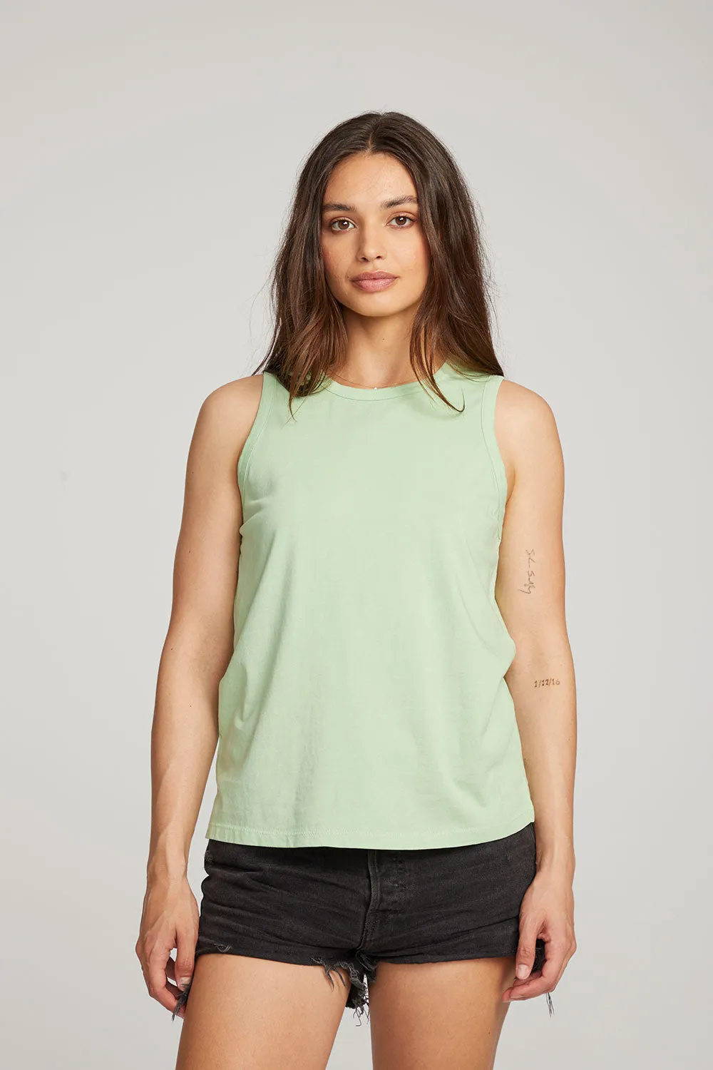 Basic Quiet Green Slit Tank