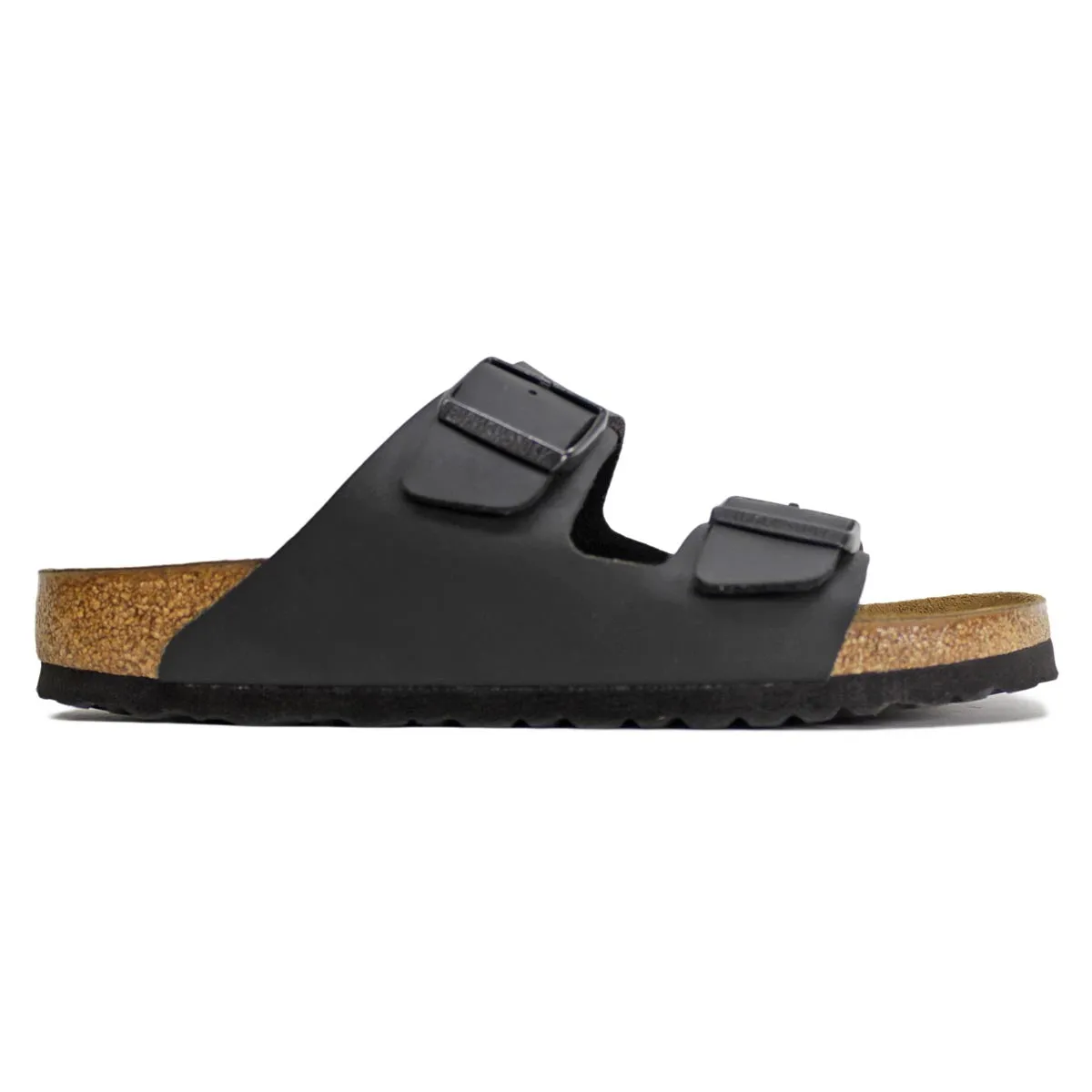 Birkenstock Arizona Black Womens Leather Two Strap Regular Fit Slide Sandals - UK 7