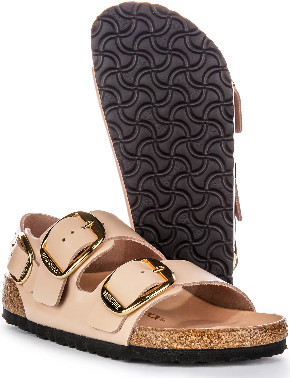 Birkenstock Milano Big Buckle In Nude Leather | Regular Fit