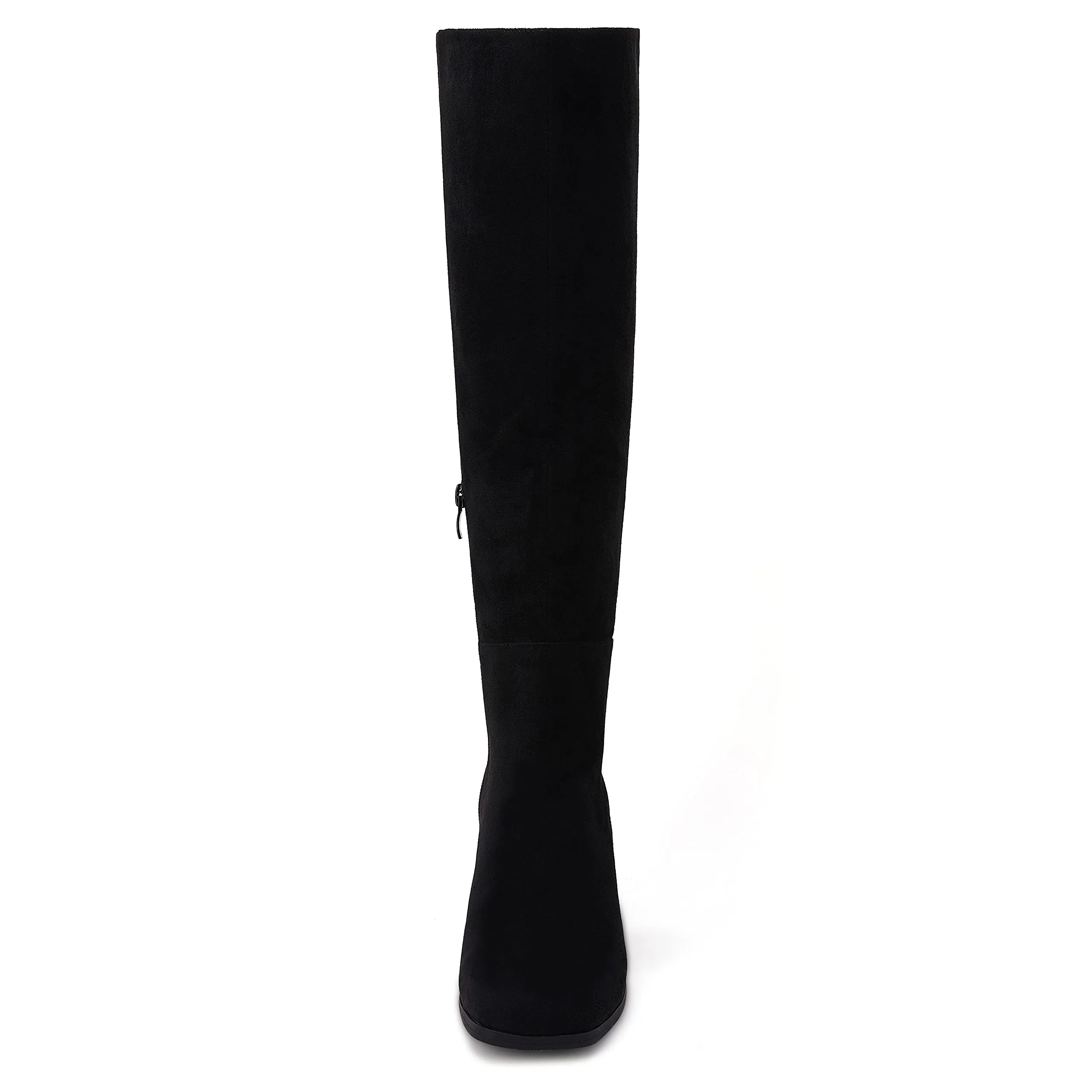 Black Fashionable Chunky Block Heel Knee High Boots