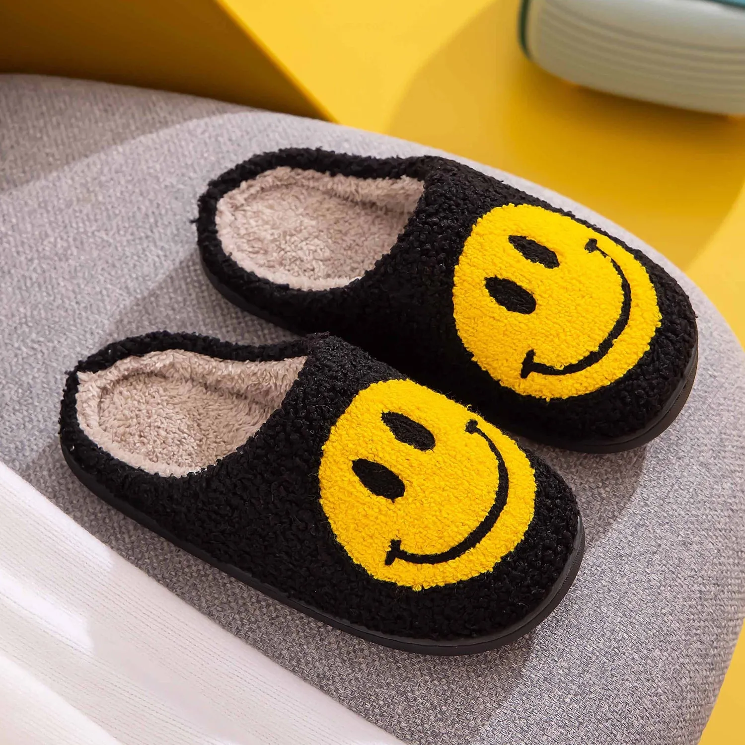 Black Smiley Face Slippers