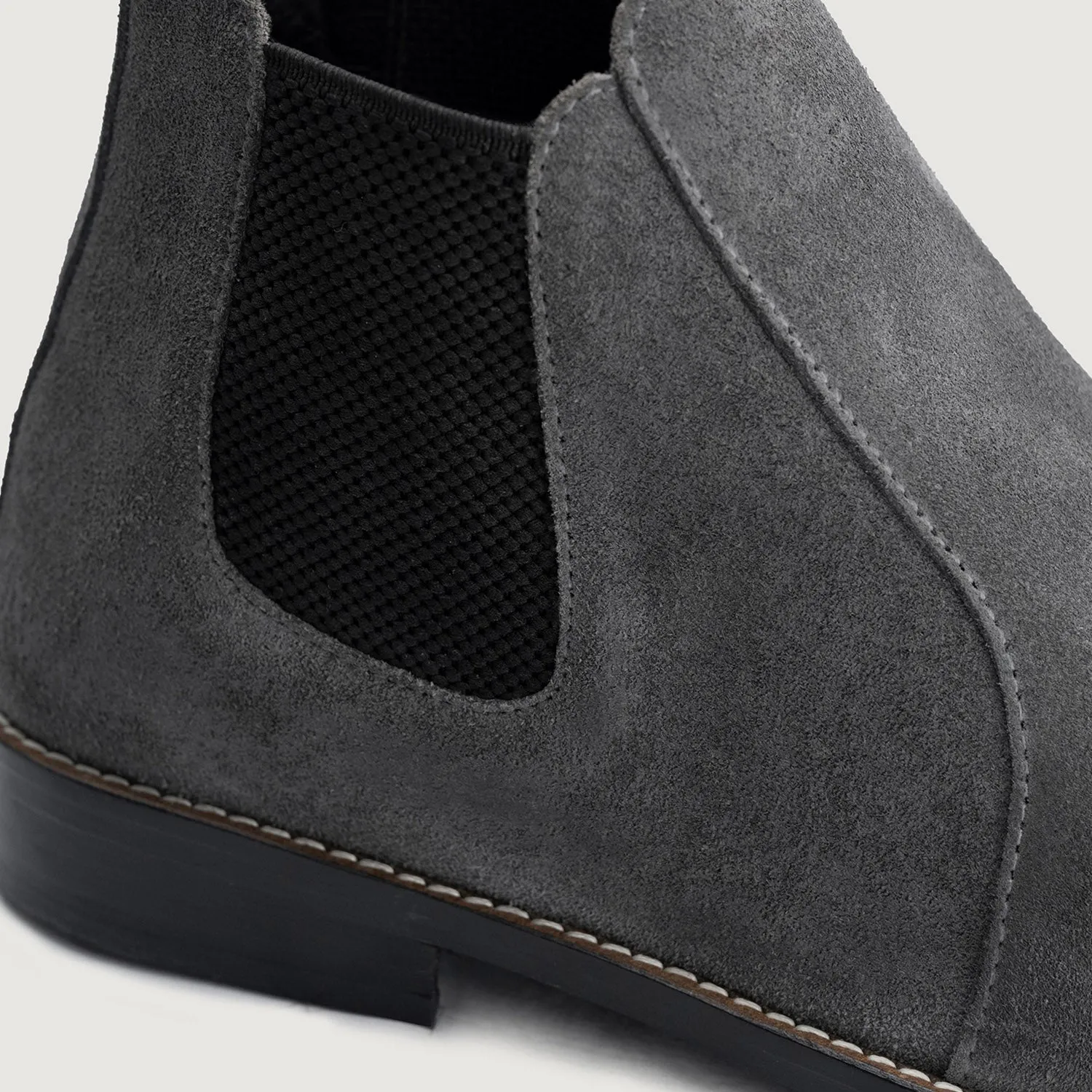 Clarkson Chelsea Grey Suede Leather Boots - StudGuard