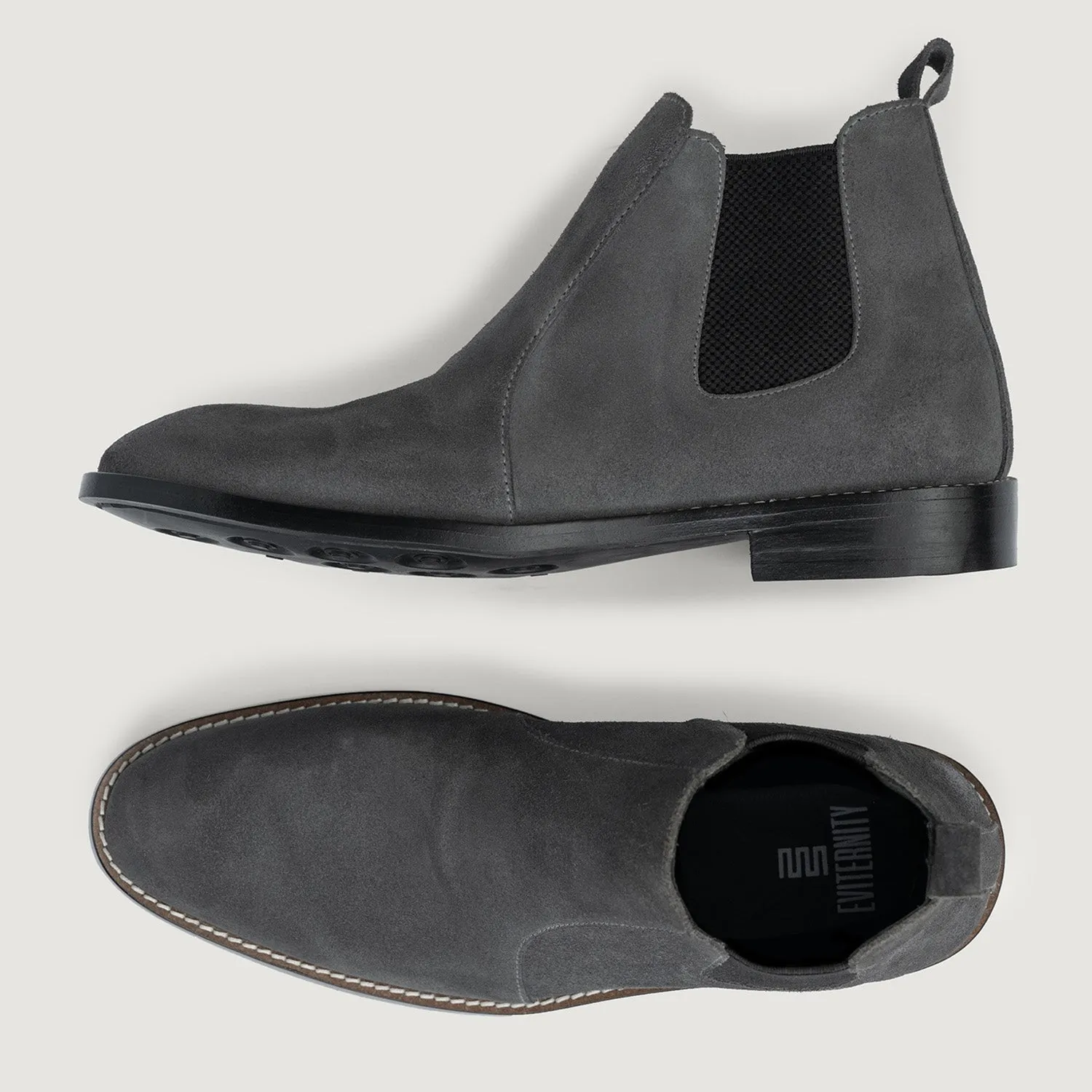 Clarkson Chelsea Grey Suede Leather Boots - StudGuard