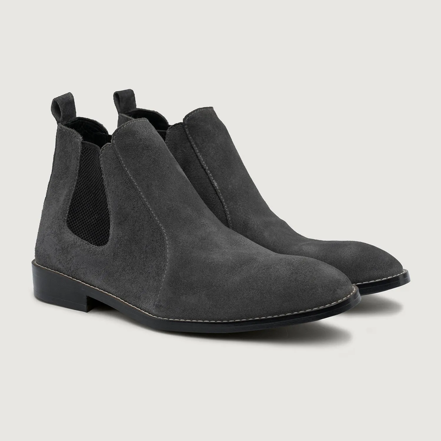 Clarkson Chelsea Grey Suede Leather Boots - StudGuard