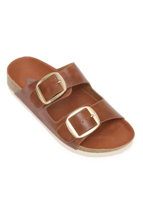 CLASSIC DUAL BUCKLE SLIDES-CAMEL