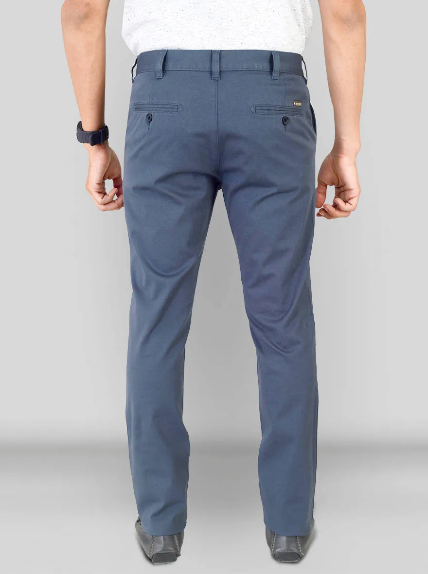 Copen Blue Self Textured Super Slim Fit Chinos | Greenfibre