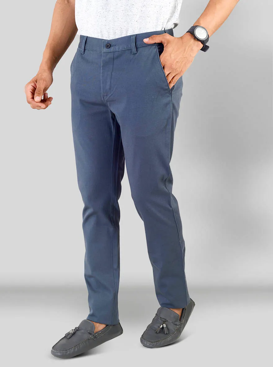 Copen Blue Self Textured Super Slim Fit Chinos | Greenfibre