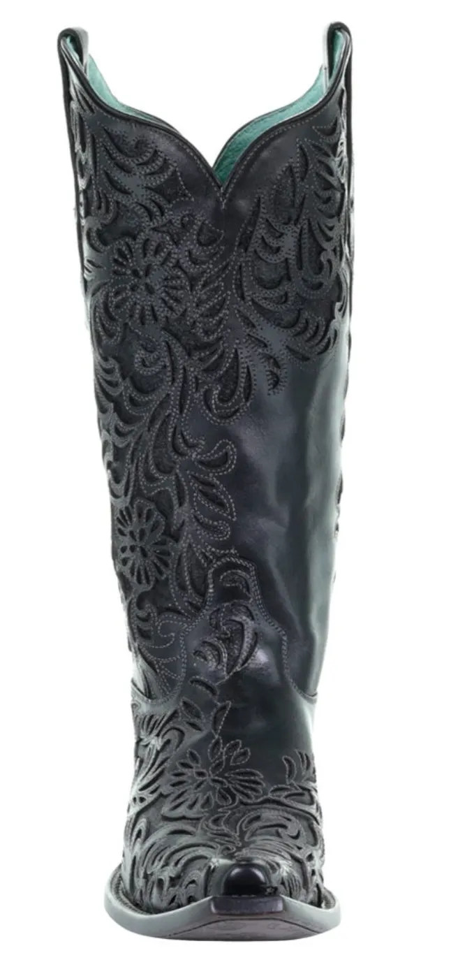 CORRAL WOMEN'S BLACK FULL INLAY BOOT - G1417