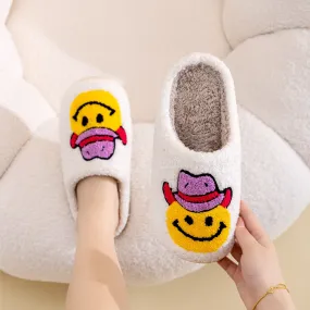 Cowboy Hat Smiley Face Slippers