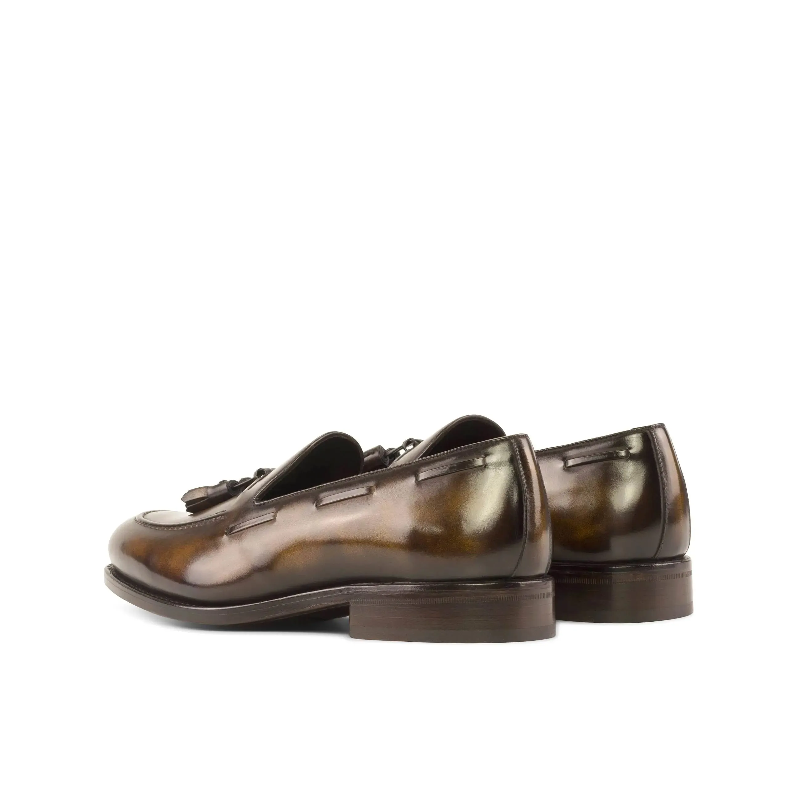 DapperFam Luciano in Tobacco Men's Hand-Painted Patina Loafer