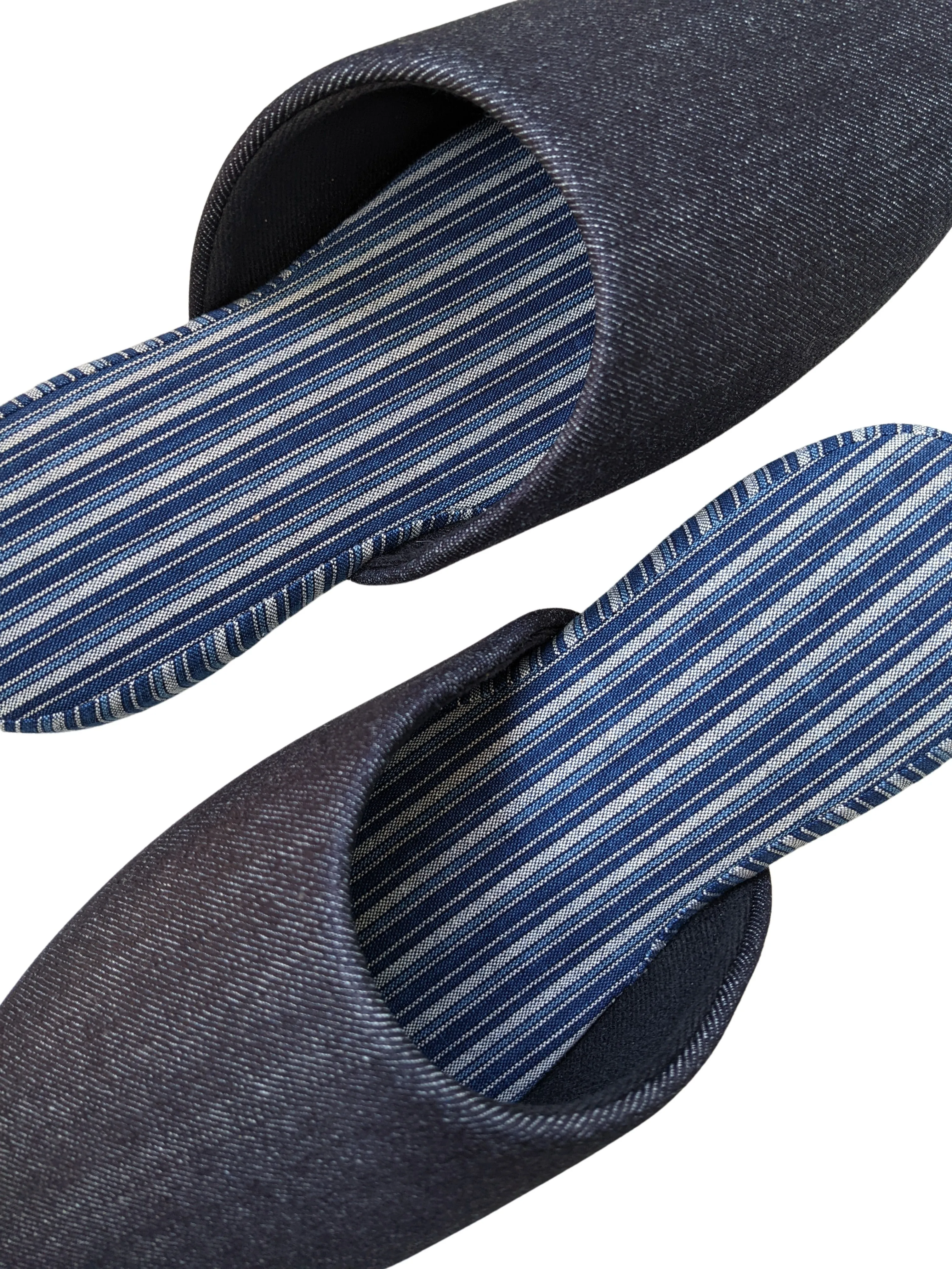 Denim Stripe Mix Slippers [Black wool felt sole] (Japan Blue Stripe B) 3 size Medium / Large / XL