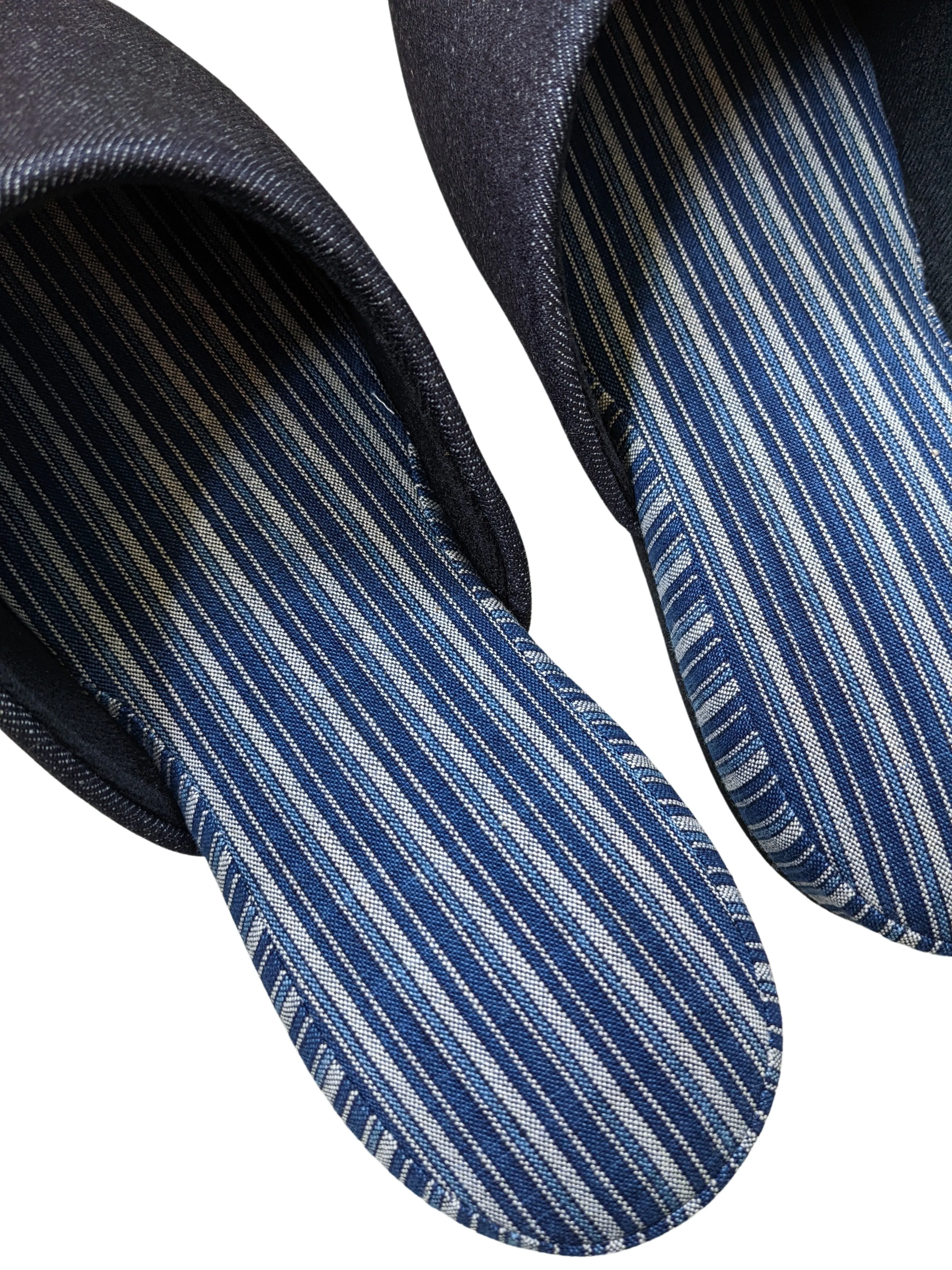 Denim Stripe Mix Slippers [Black wool felt sole] (Japan Blue Stripe B) 3 size Medium / Large / XL