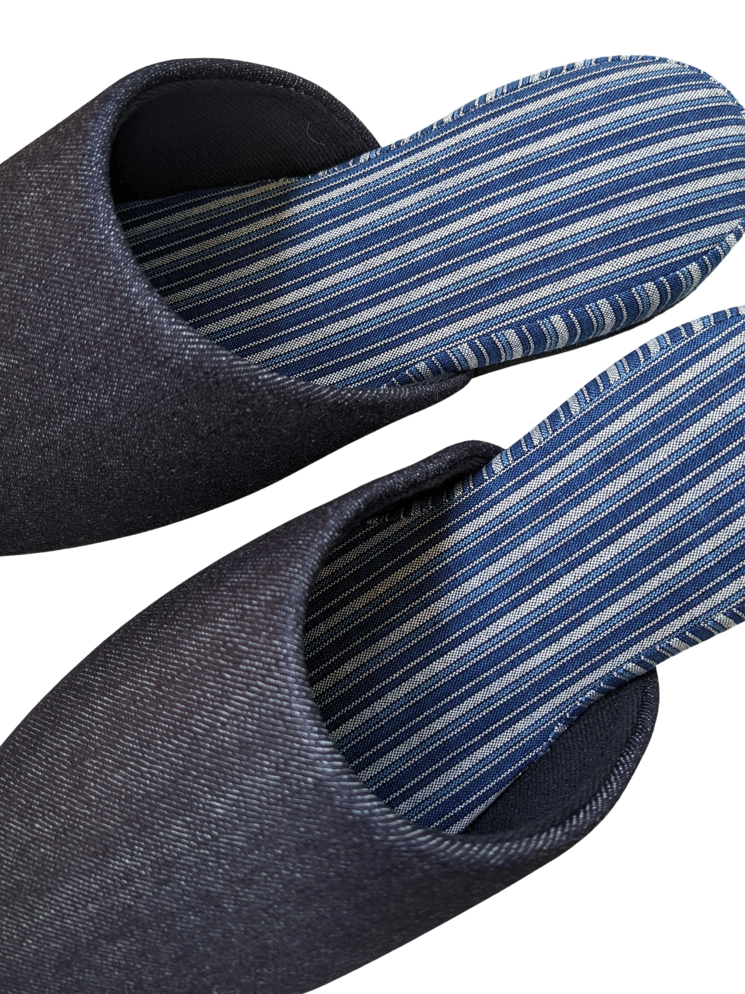 Denim Stripe Mix Slippers [Black wool felt sole] (Japan Blue Stripe B) 3 size Medium / Large / XL