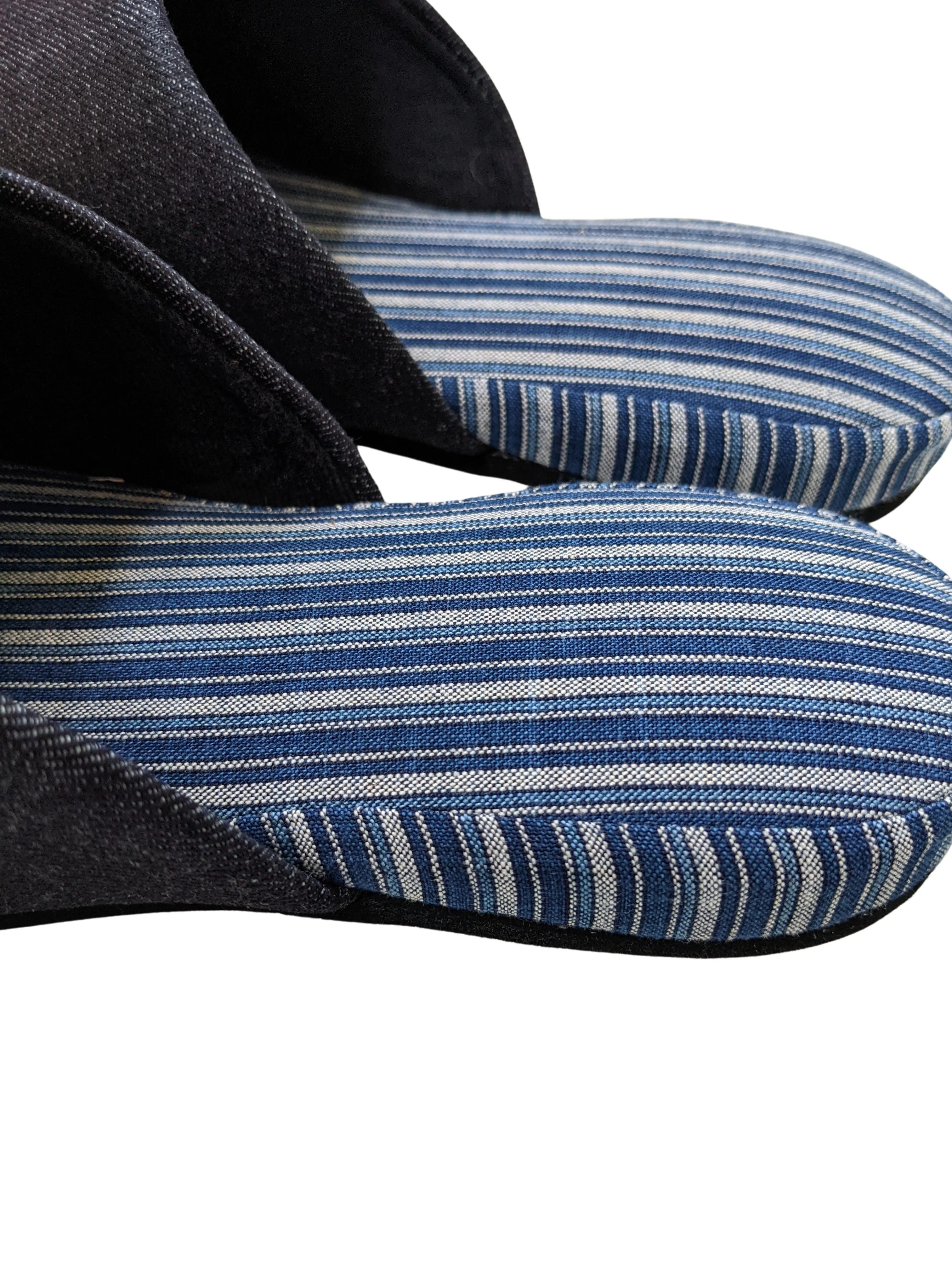 Denim Stripe Mix Slippers [Black wool felt sole] (Japan Blue Stripe B) 3 size Medium / Large / XL