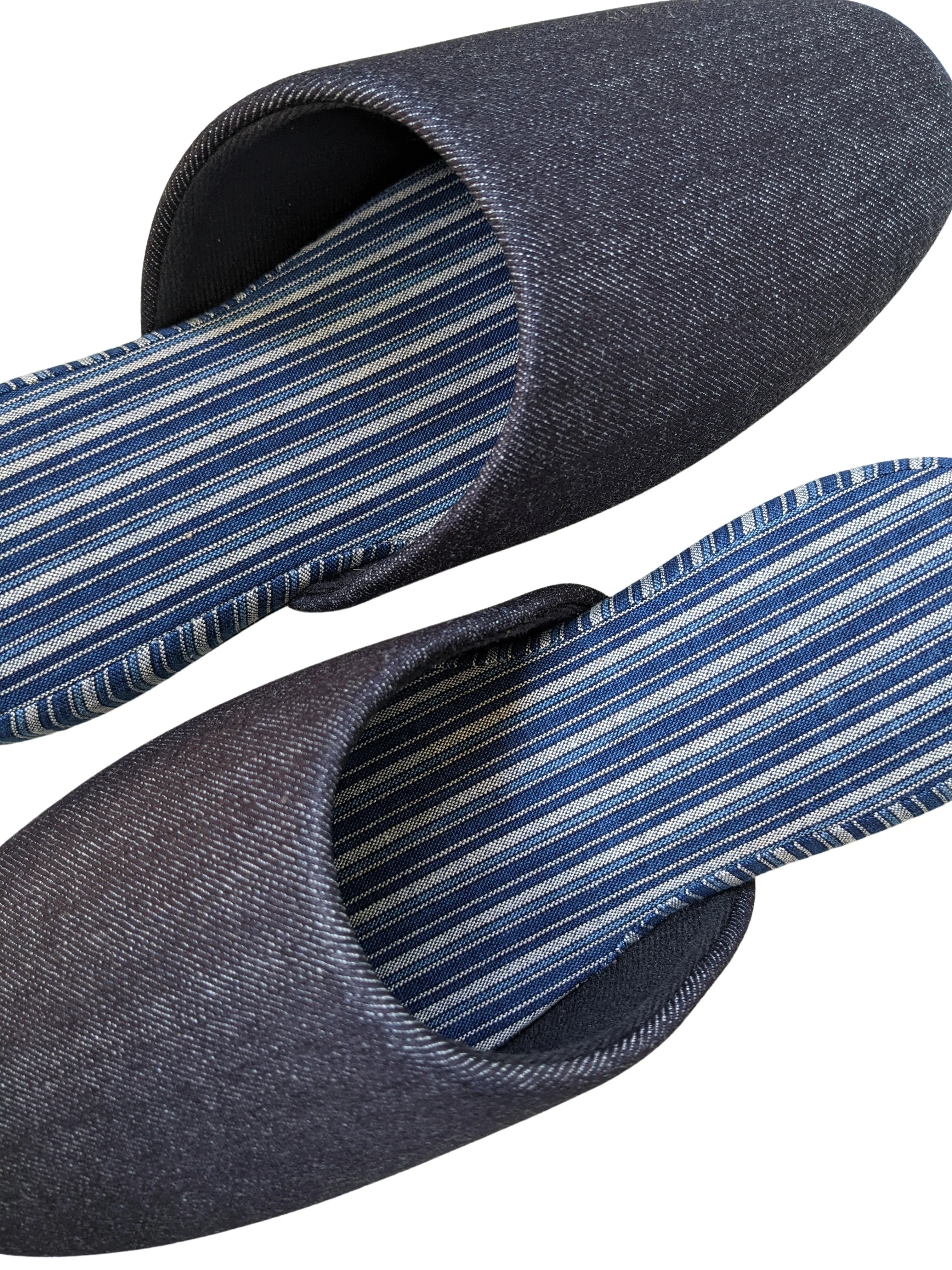 Denim Stripe Mix Slippers [Black wool felt sole] (Japan Blue Stripe B) 3 size Medium / Large / XL