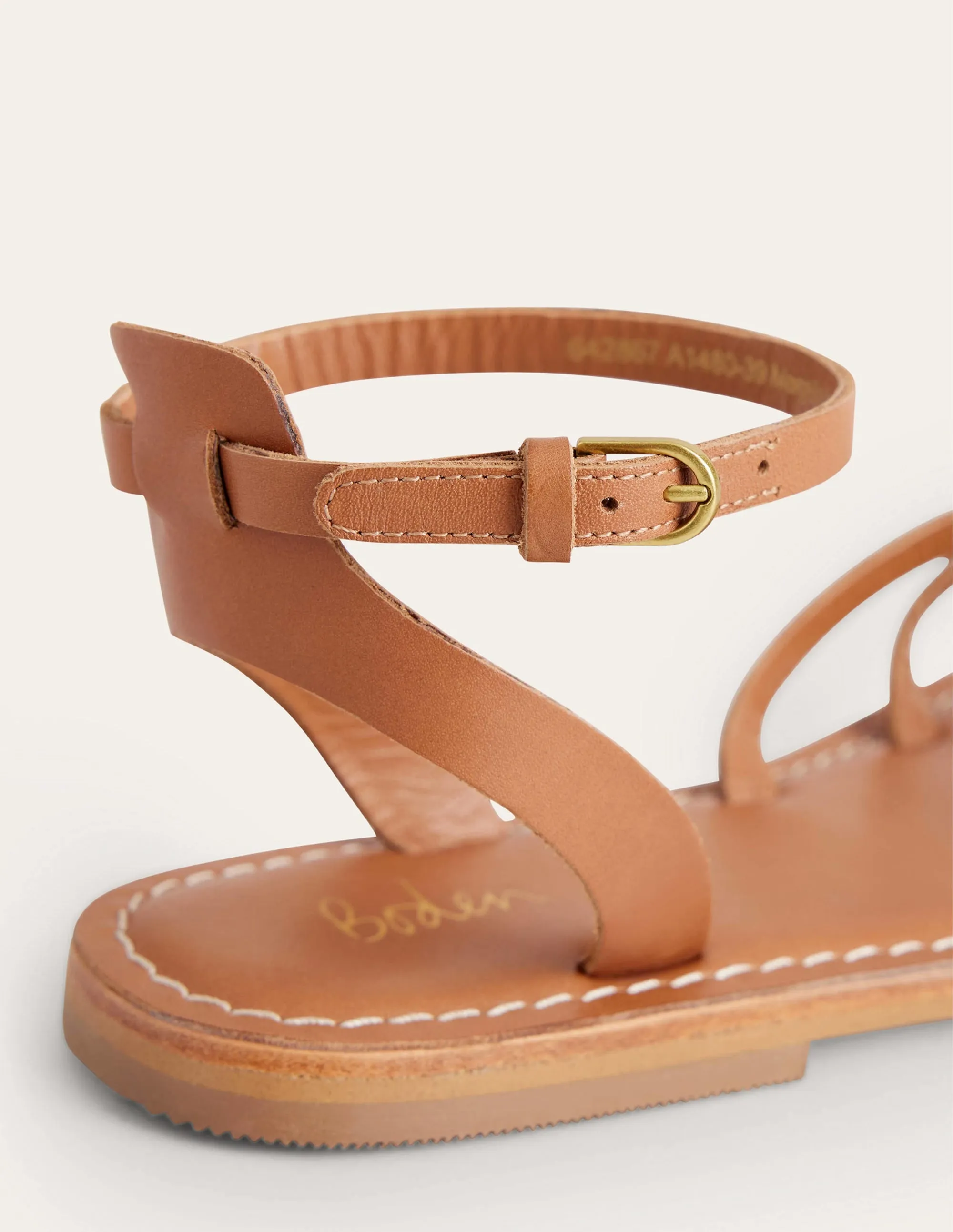 Easy Flat Sandals-Tan Leather