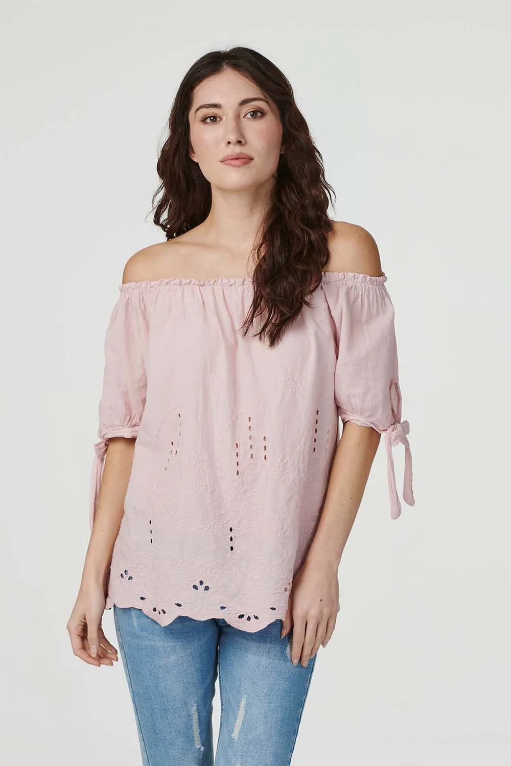 Embroidered Off The Shoulder Blouse