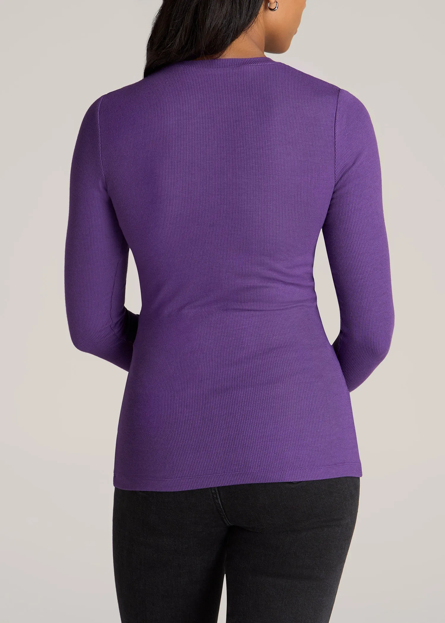 FITTED Ribbed Long Sleeve Tee in Aster Purple - Tall Women's Shirts