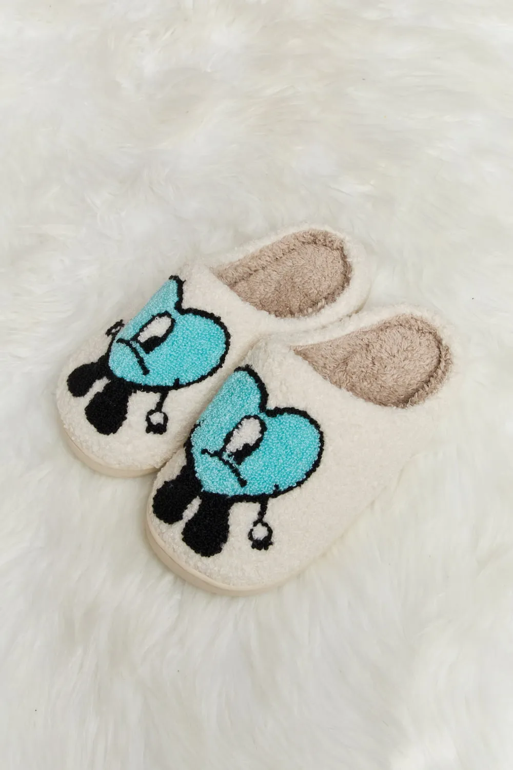 Hazel Blues® |  Melody Love Heart Print Plush Slippers