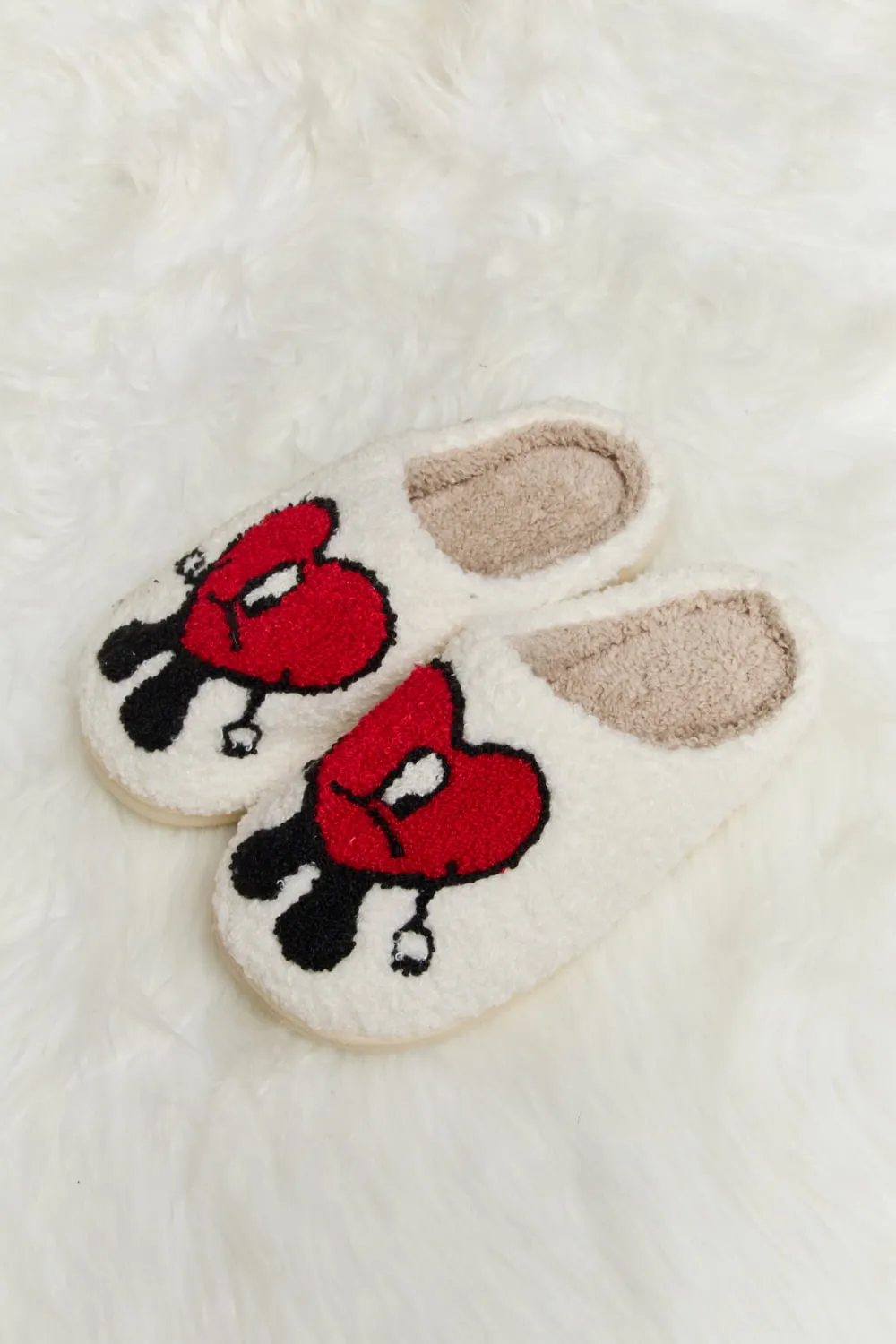 Hazel Blues® |  Melody Love Heart Print Plush Slippers