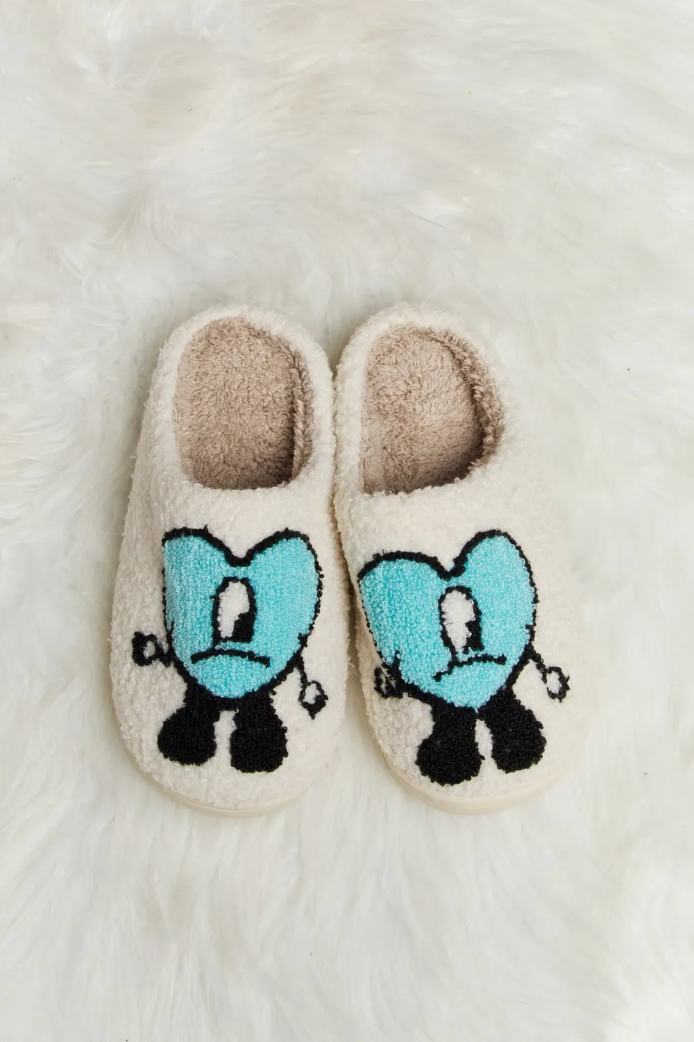 Hazel Blues® |  Melody Love Heart Print Plush Slippers