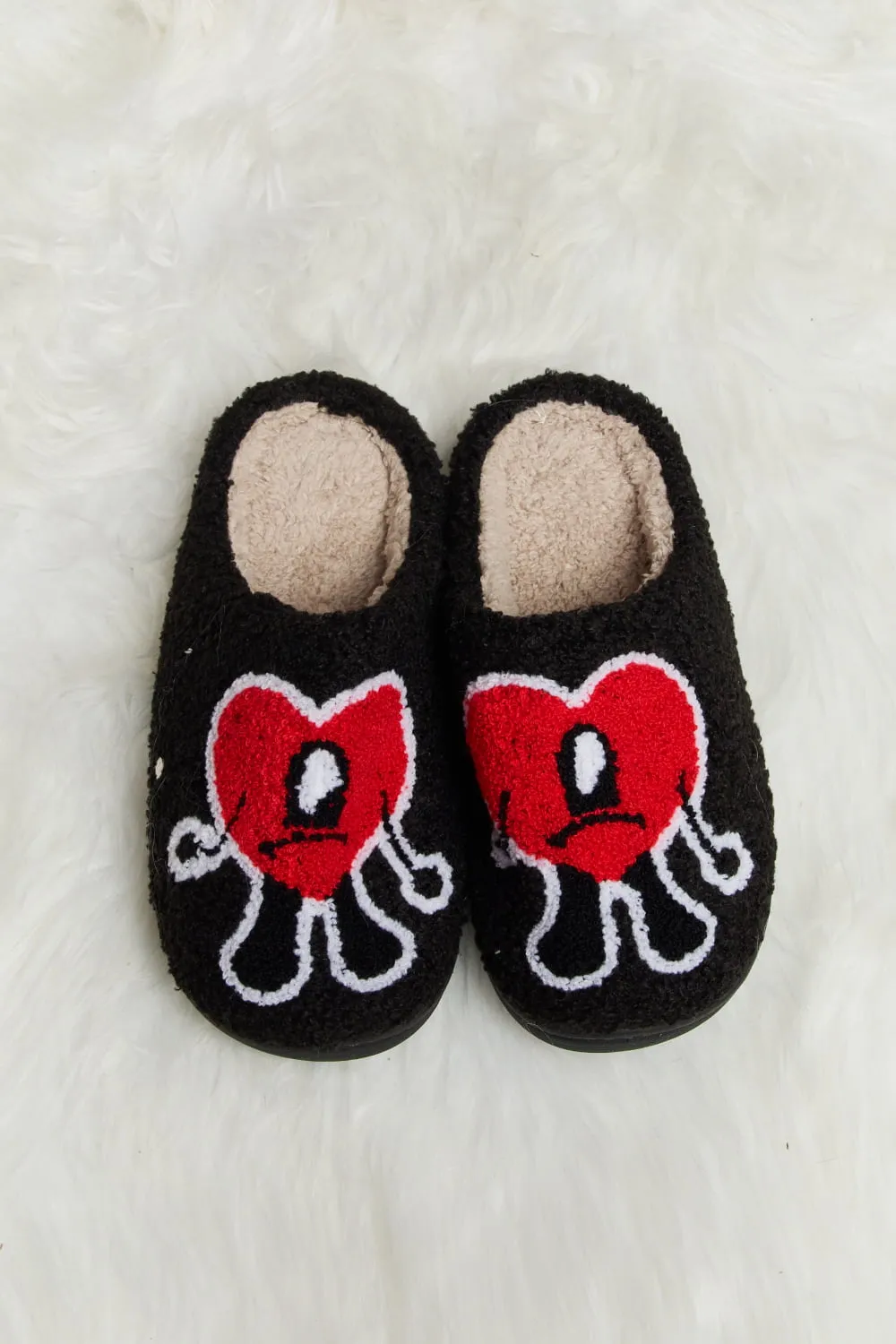 Hazel Blues® |  Melody Love Heart Print Plush Slippers