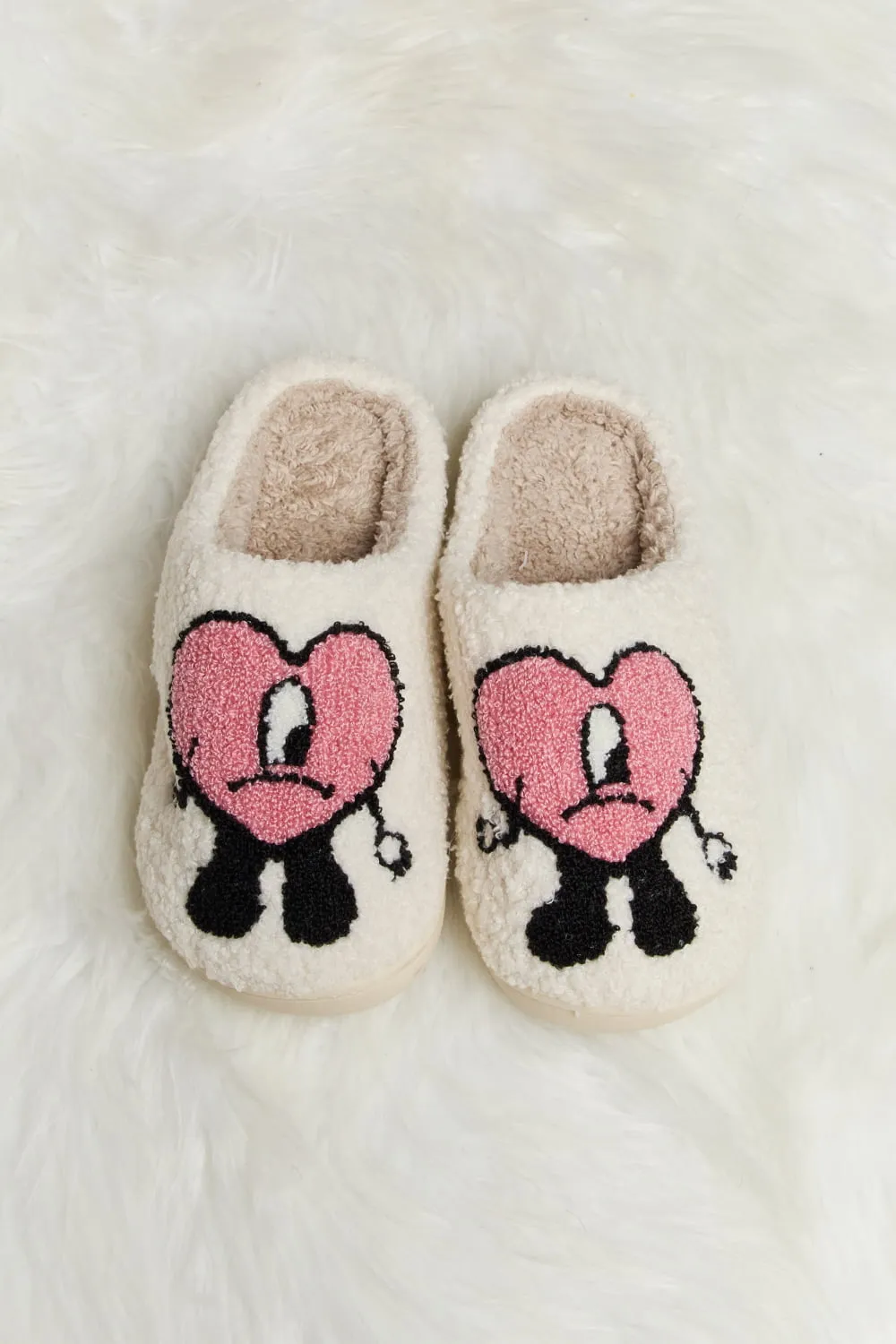 Hazel Blues® |  Melody Love Heart Print Plush Slippers