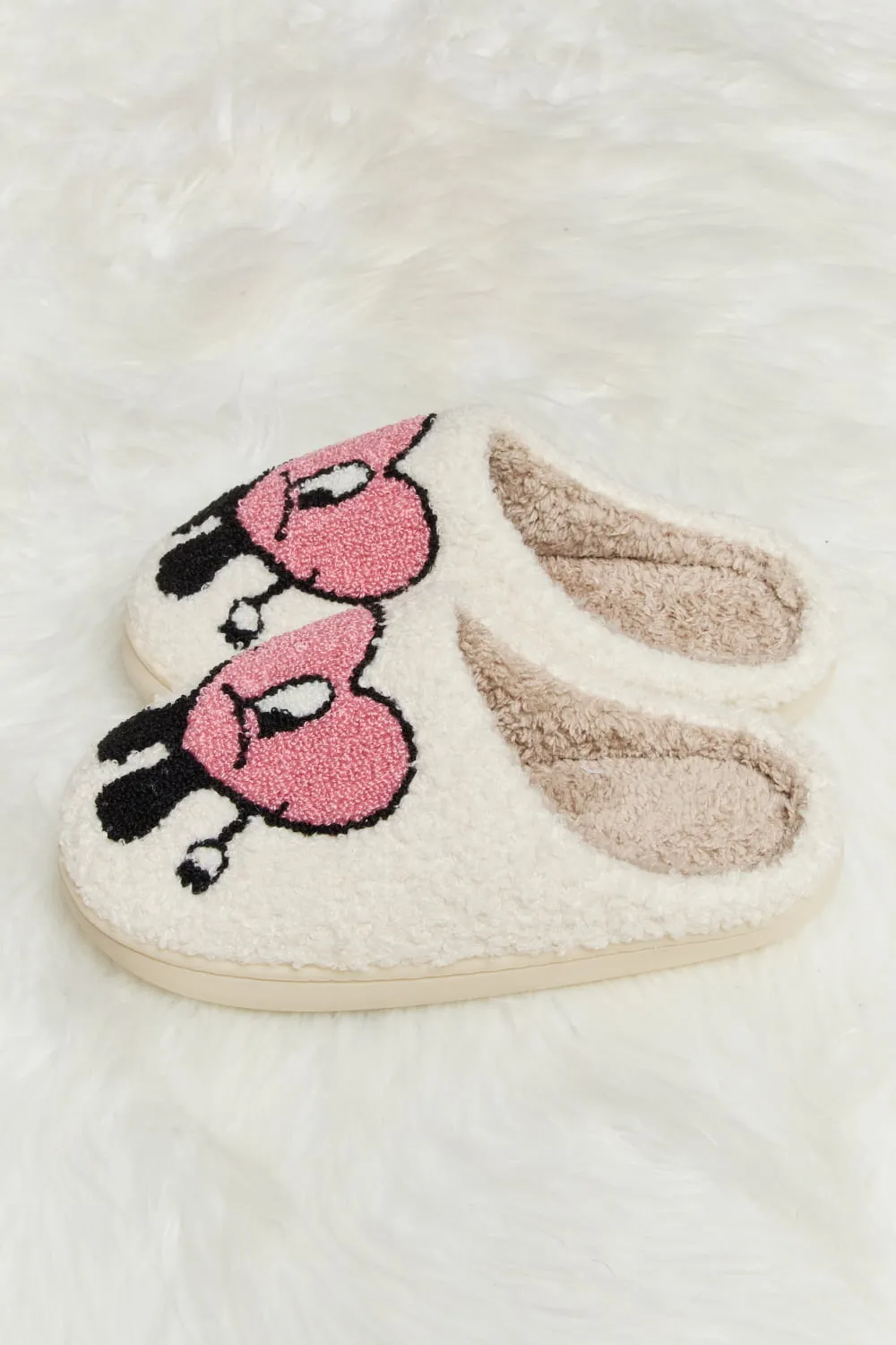 Hazel Blues® |  Melody Love Heart Print Plush Slippers