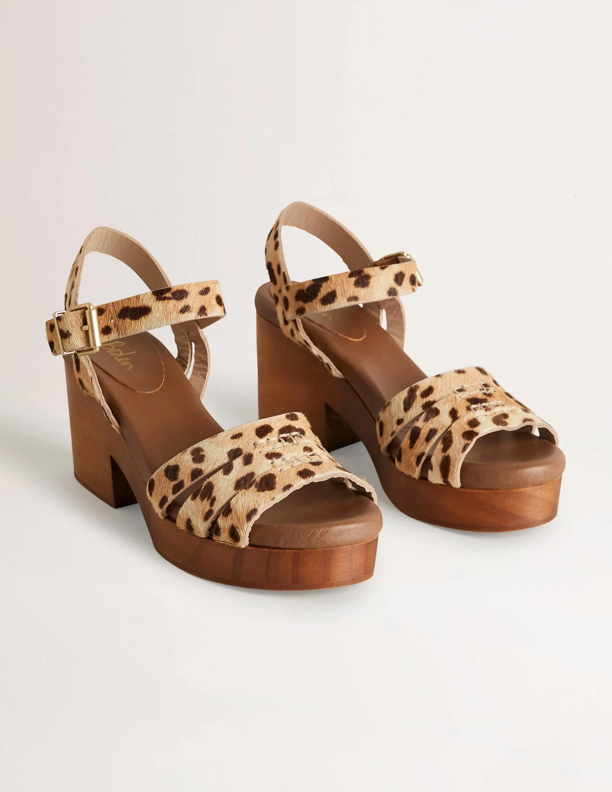 Heeled Sandal Clog-Leopard