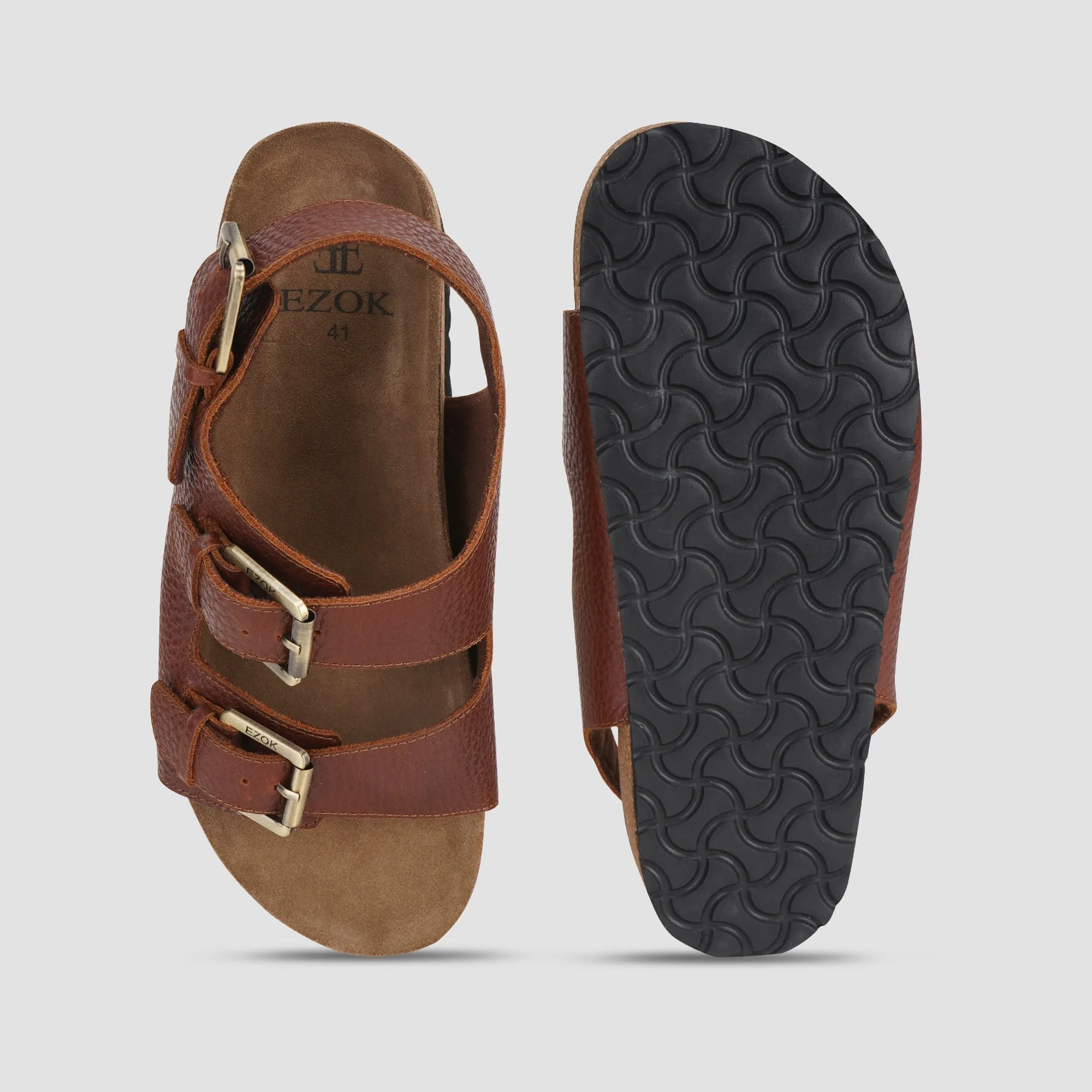 Leather Sandal For Men (Tan)