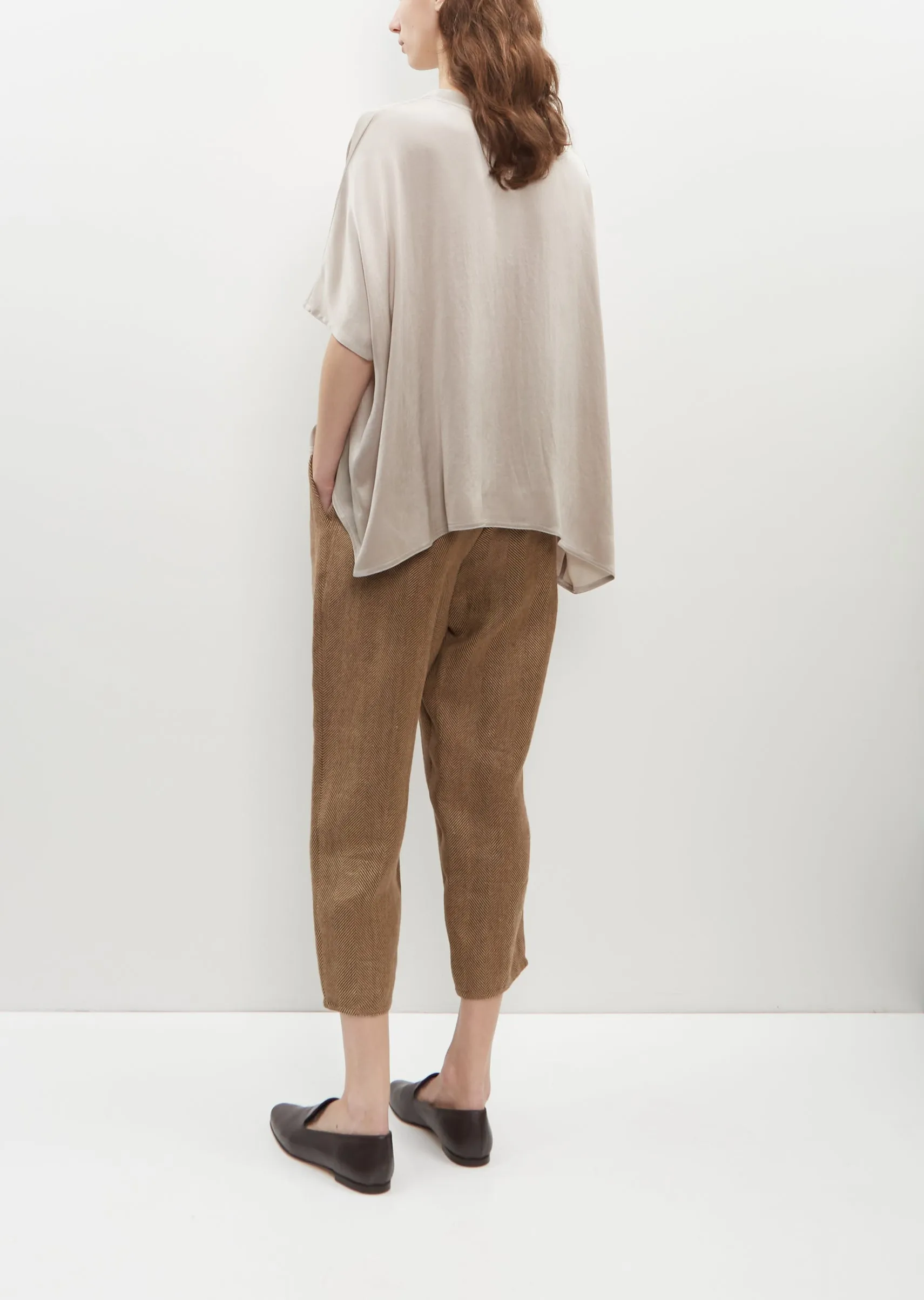 Linen Herringbone Carrot Pants