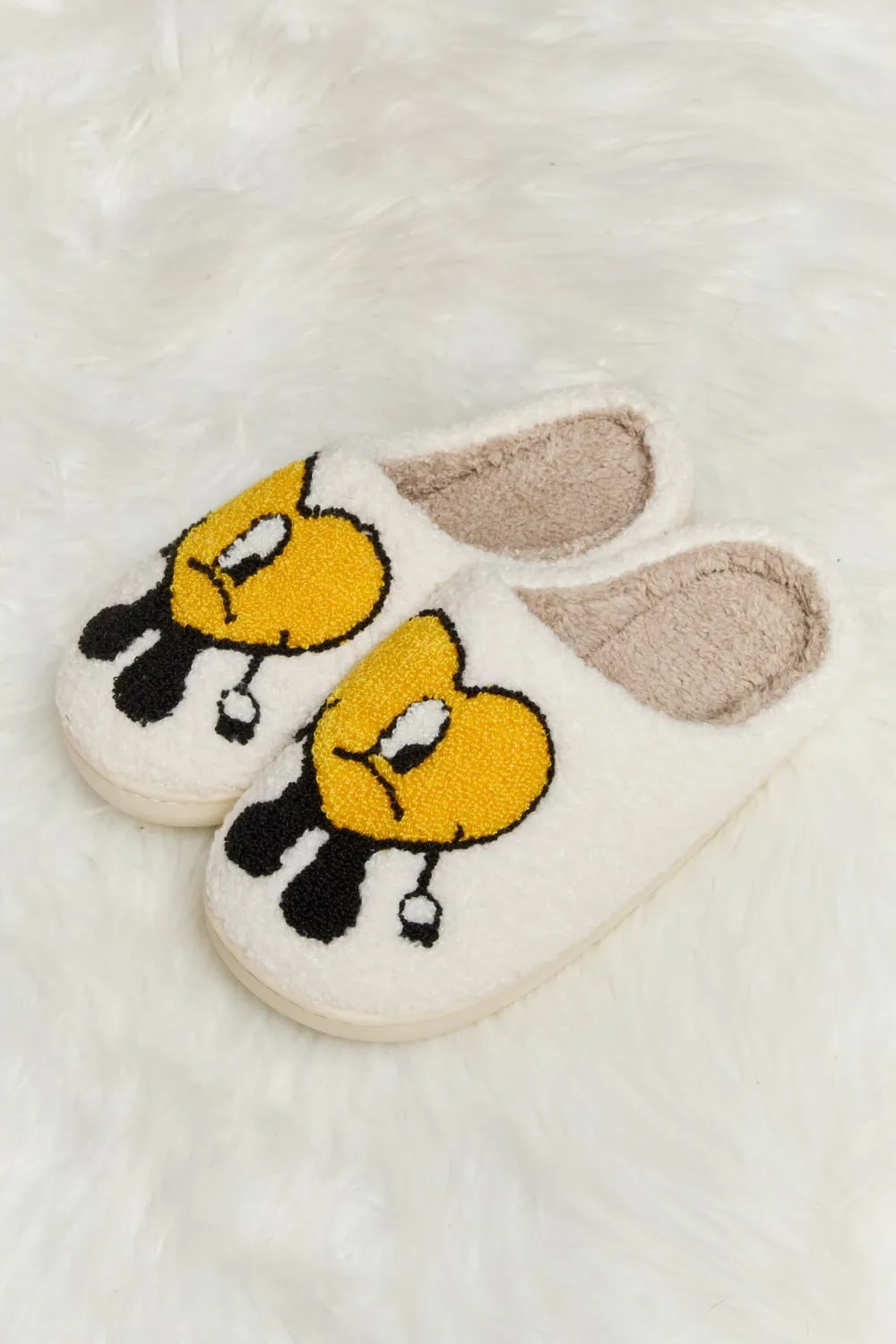 Love Heart Print Plush Slippers