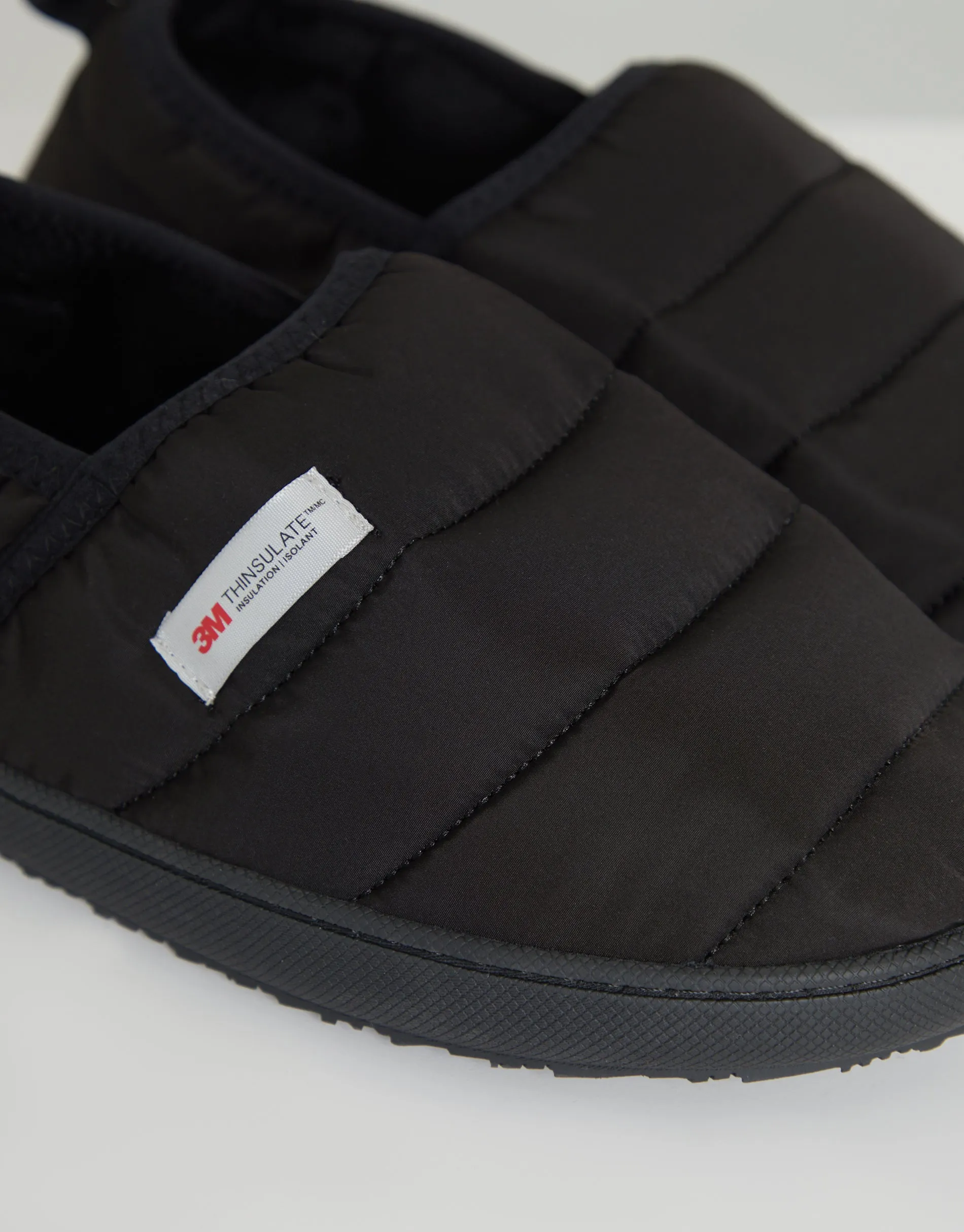 Men's Black Thinsulate Padded Winter Mule Slippers