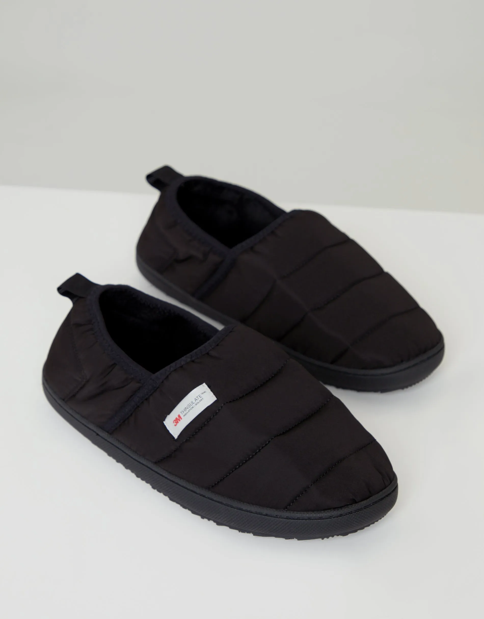 Men's Black Thinsulate Padded Winter Mule Slippers