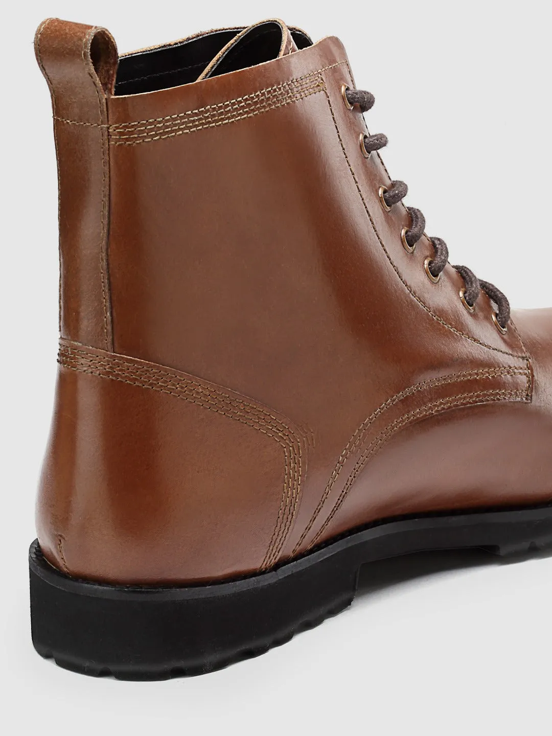 Mid Top Block-Heel Leather Regular Boots