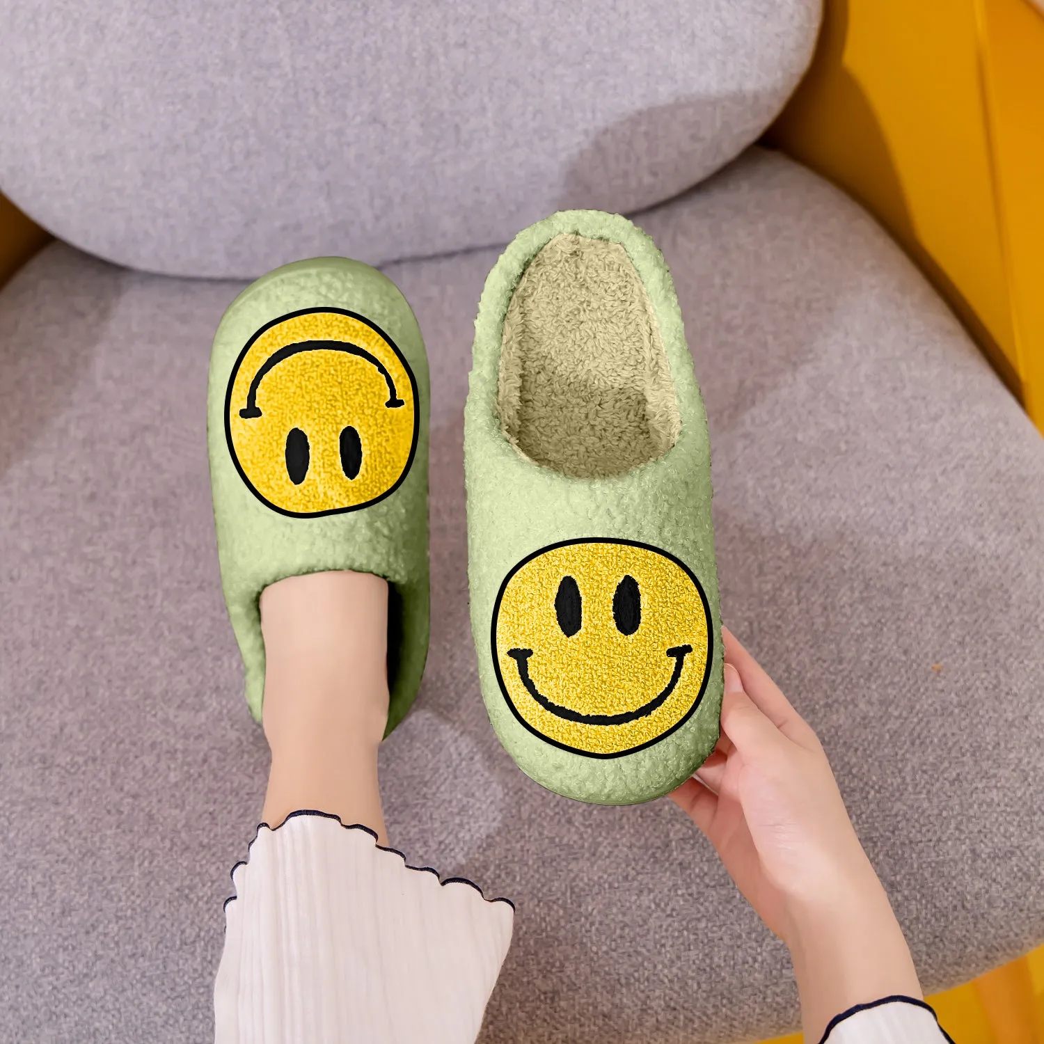 Mint & Yellow Smiley Face Slippers