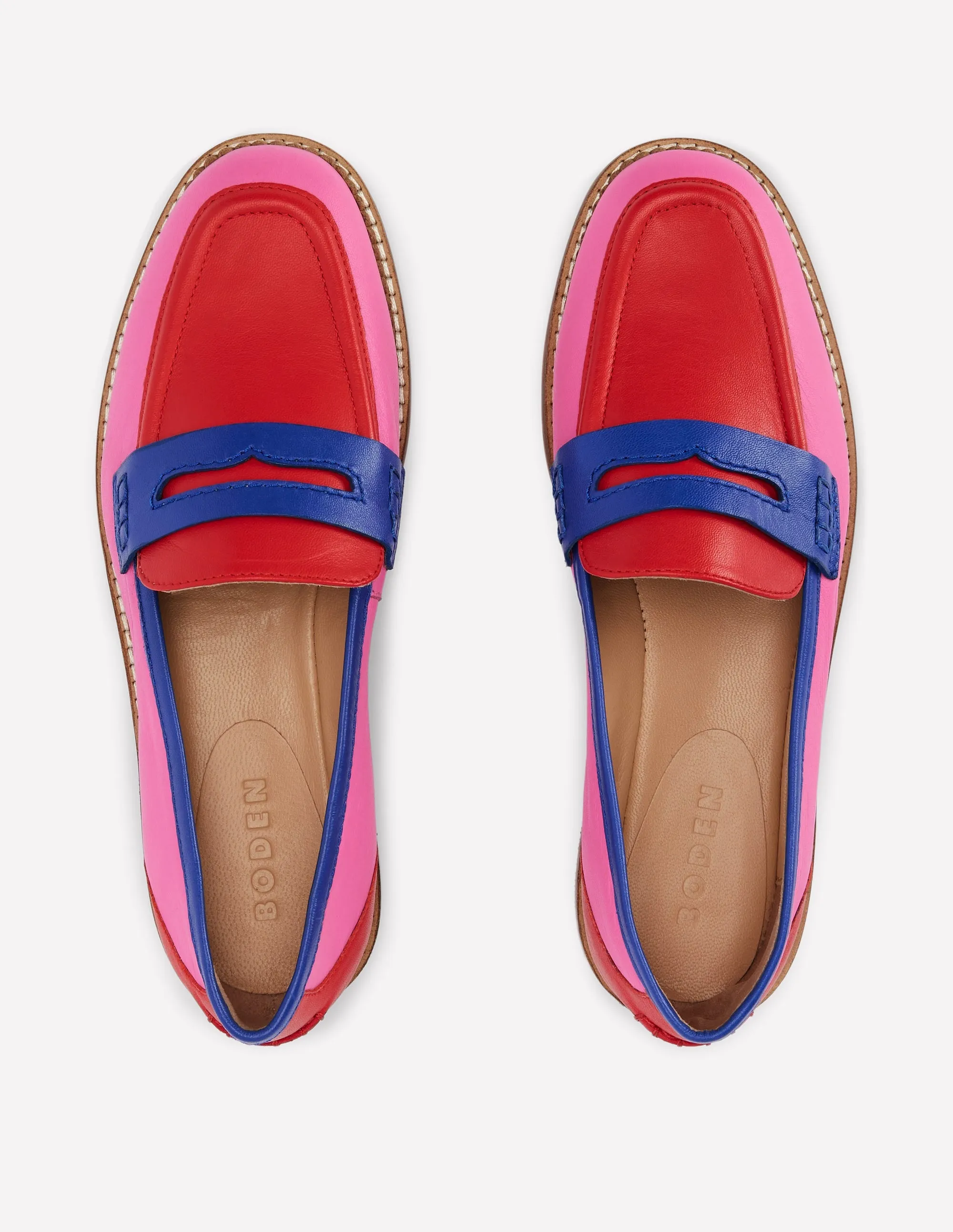 Nya Structured Penny Loafers-Multi Colourblock