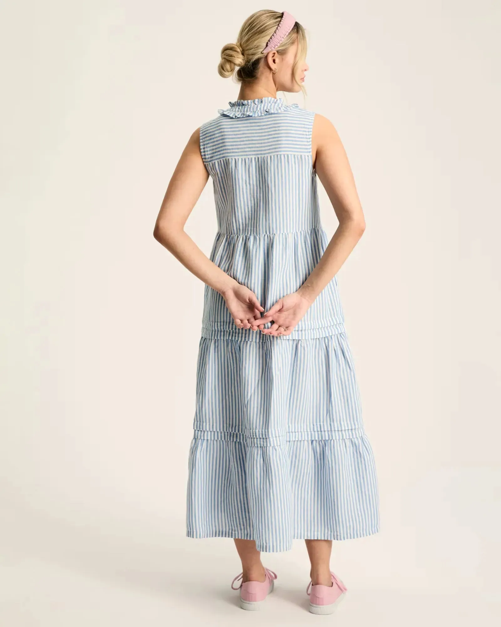 Ophelia Blue & White Sleeveless Tiered Dress