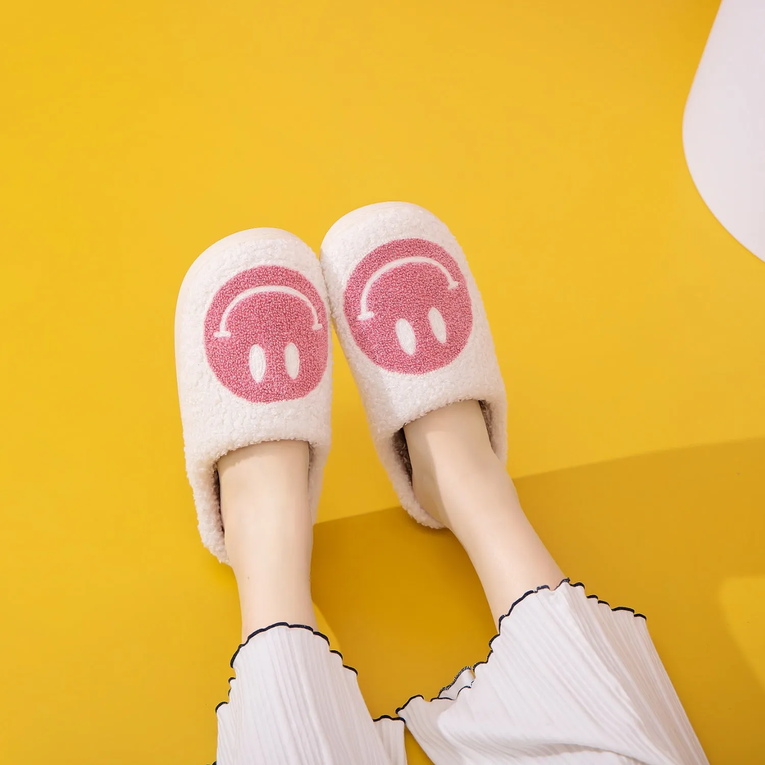 Pink Smiley Face Slippers