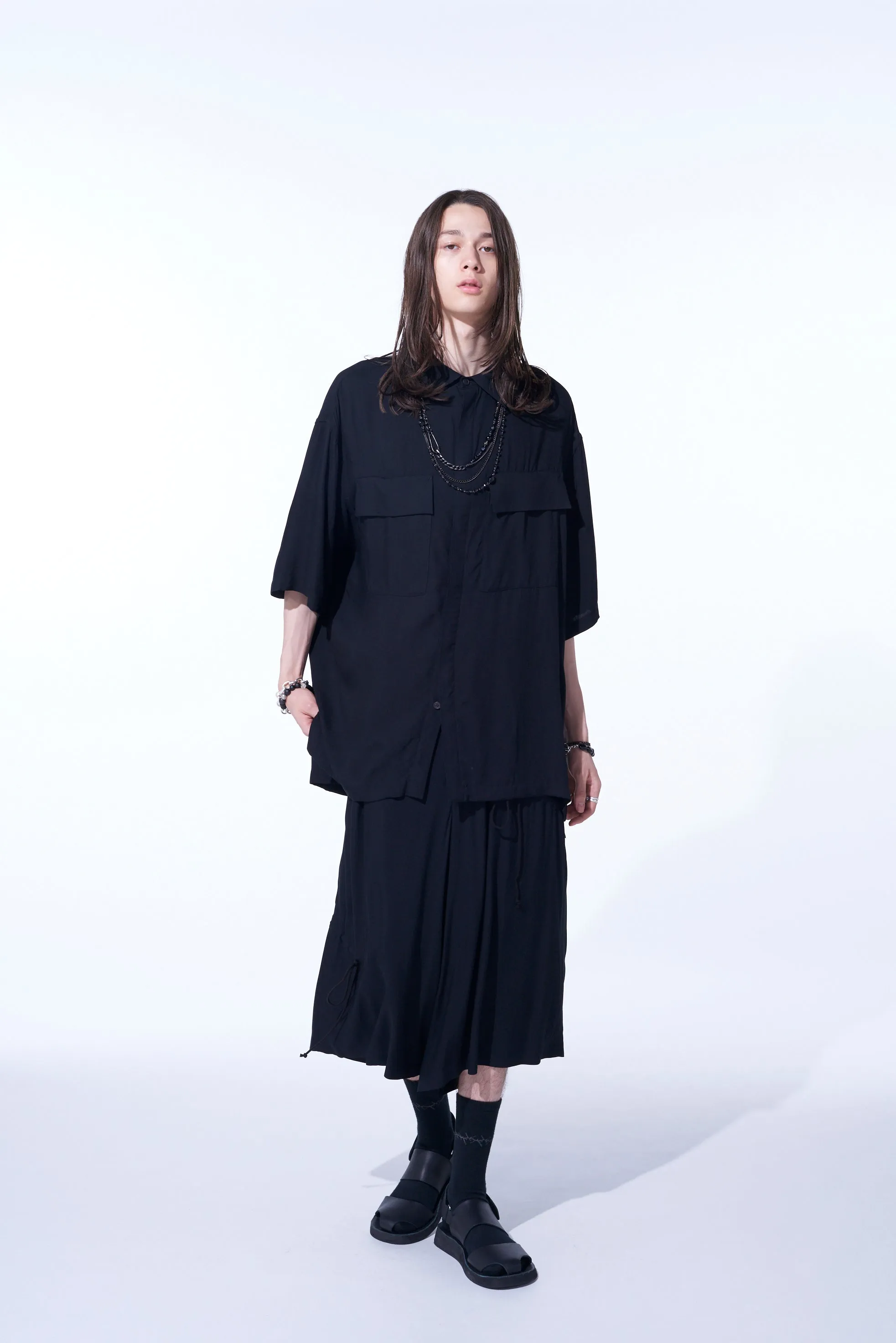 RAYON WASHER TWILL STRINGS GATHERED CROPPED PANTS