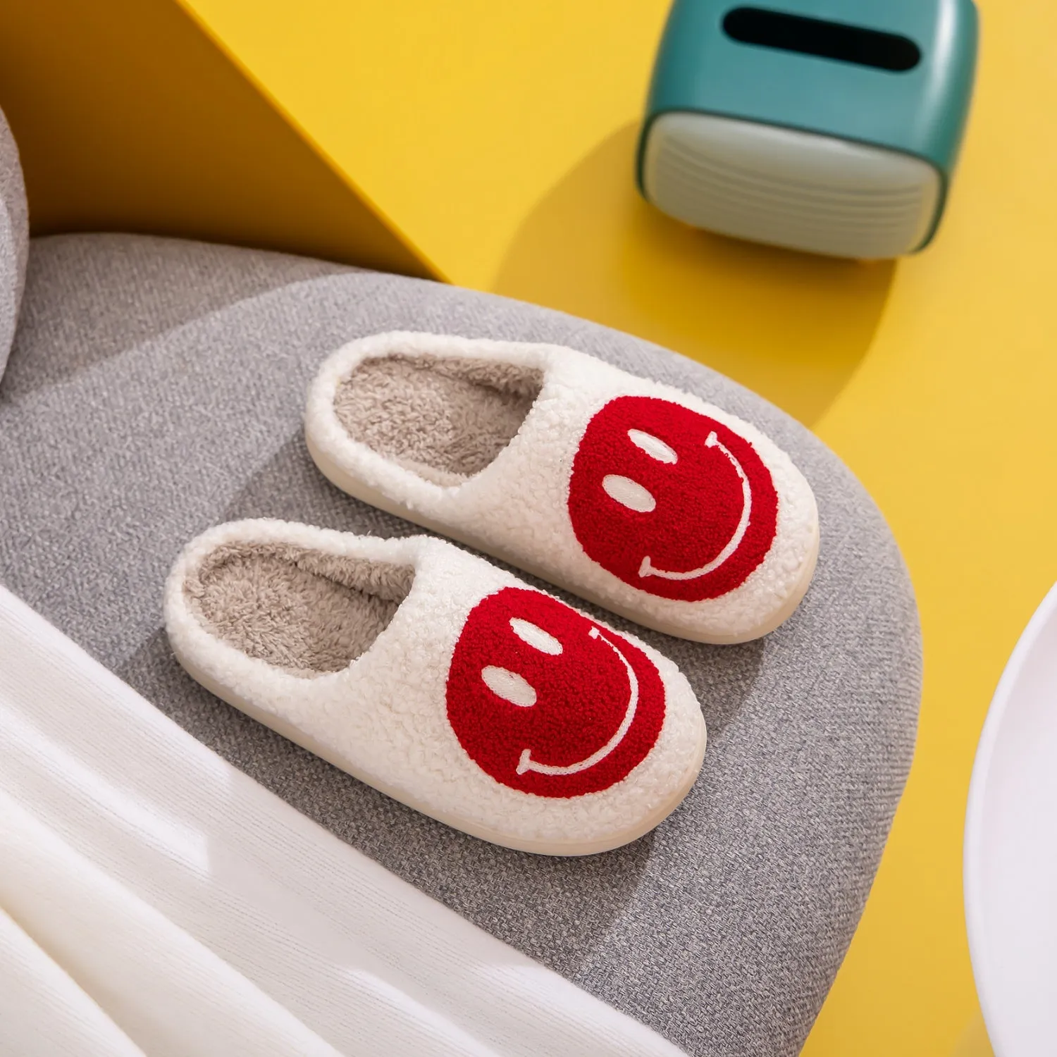 Red Smiley Face Slippers