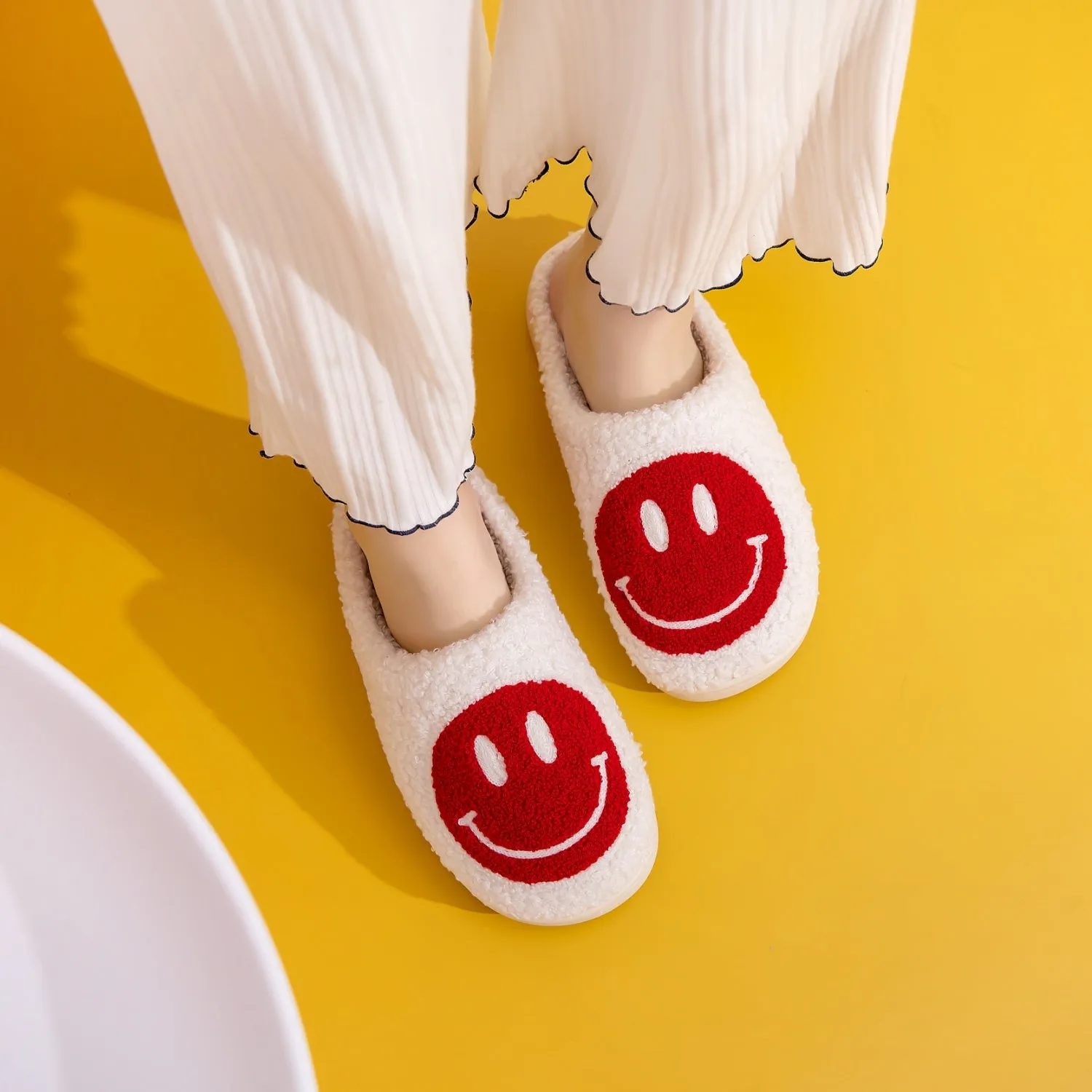 Red Smiley Face Slippers