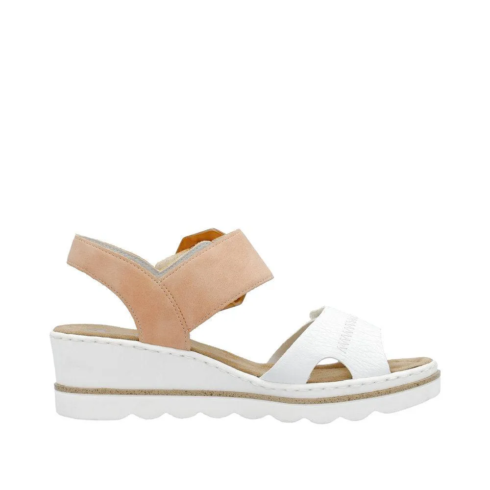 Rieker 67476-38 Ladies White & Orange Touch Fastening Sandals