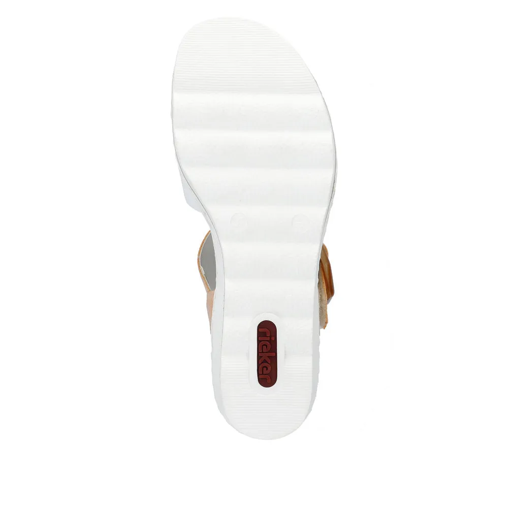 Rieker 67476-38 Ladies White & Orange Touch Fastening Sandals